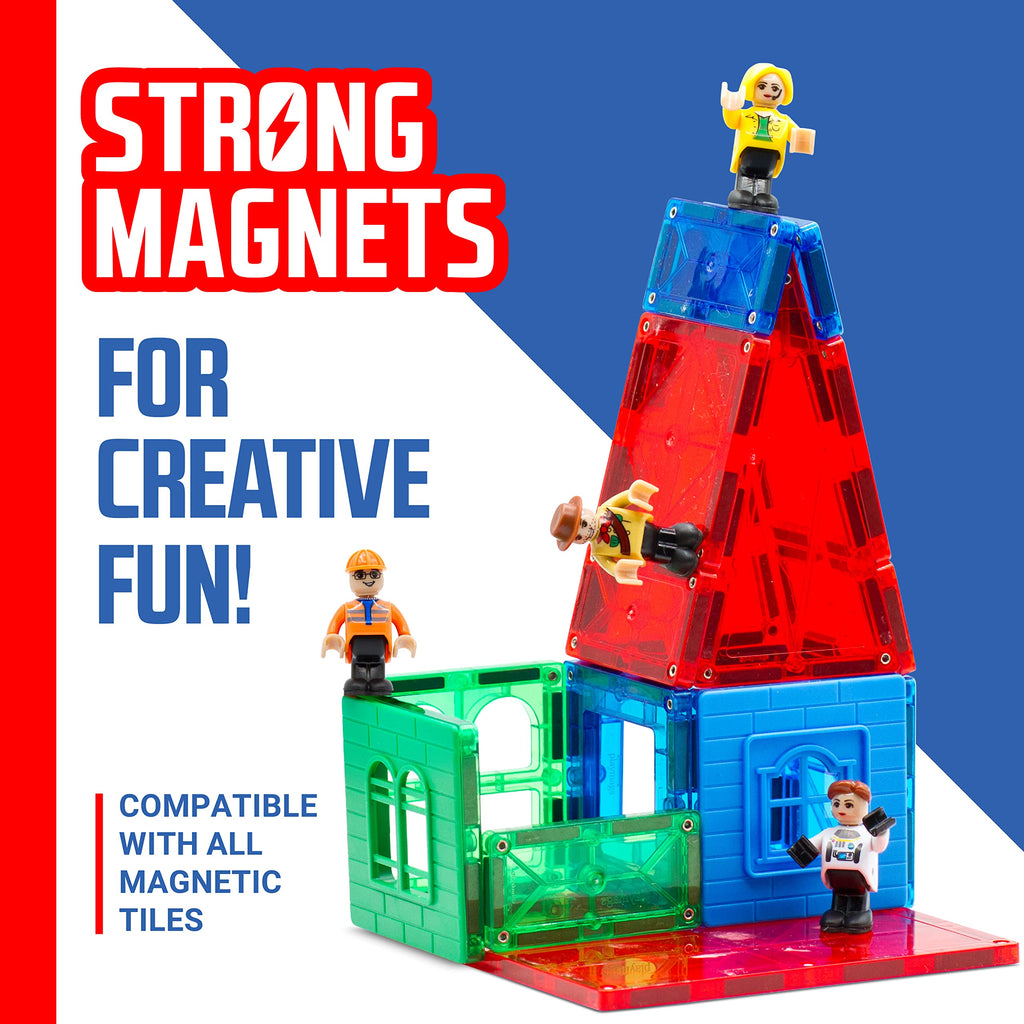 Playmags Magnetic Figures Community Set of 15 Pieces - 2 Inches Play People Perfect for Magnetic Tiles Building Blocks - STEM Learning Toys Children – Magnet Tiles Expansion Accessories Pack