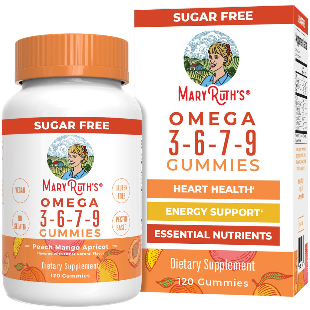 MaryRuth's Vegan Omega 3 6 7 9 Gummies, No Fish Taste, Up to 4 Month Supply