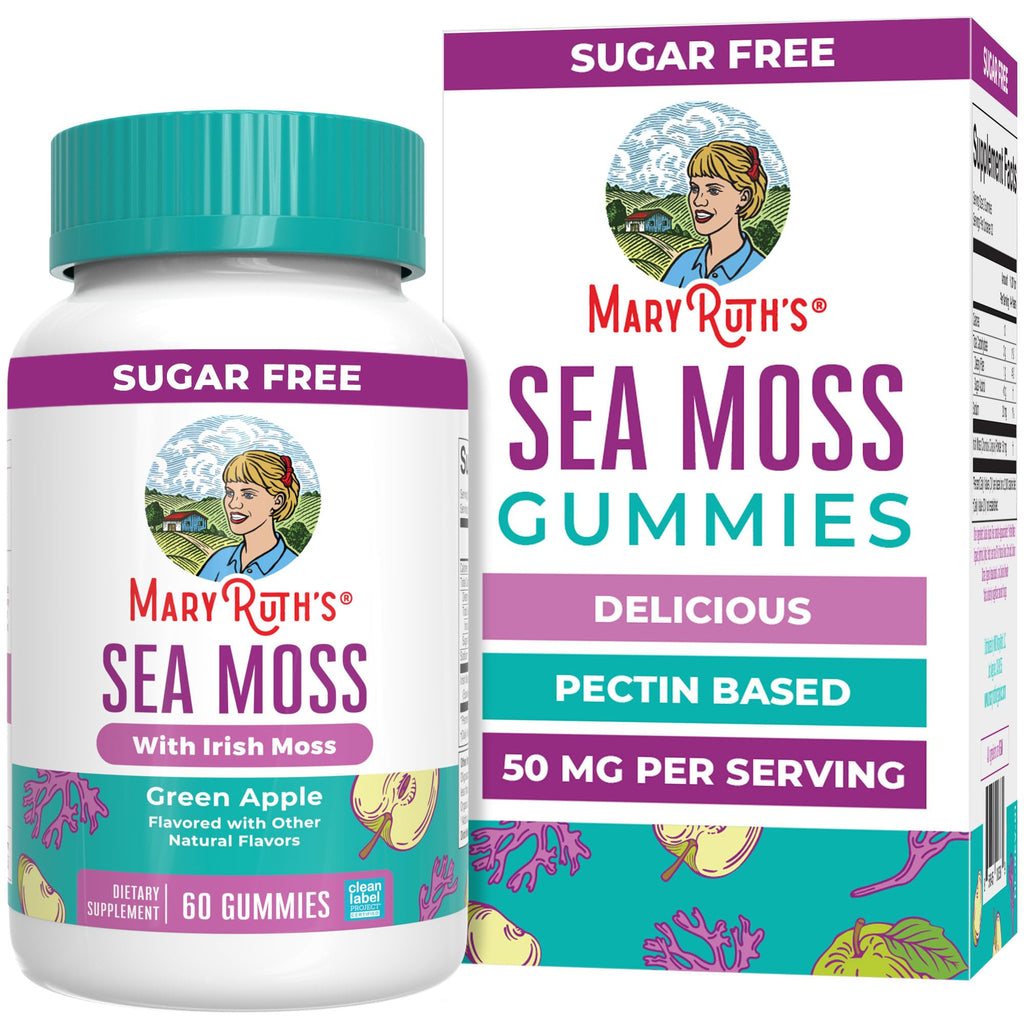 MARYRUTH'S Sea Moss Gummies, Sugar Free Made with Irish Sea Moss, 60 Count