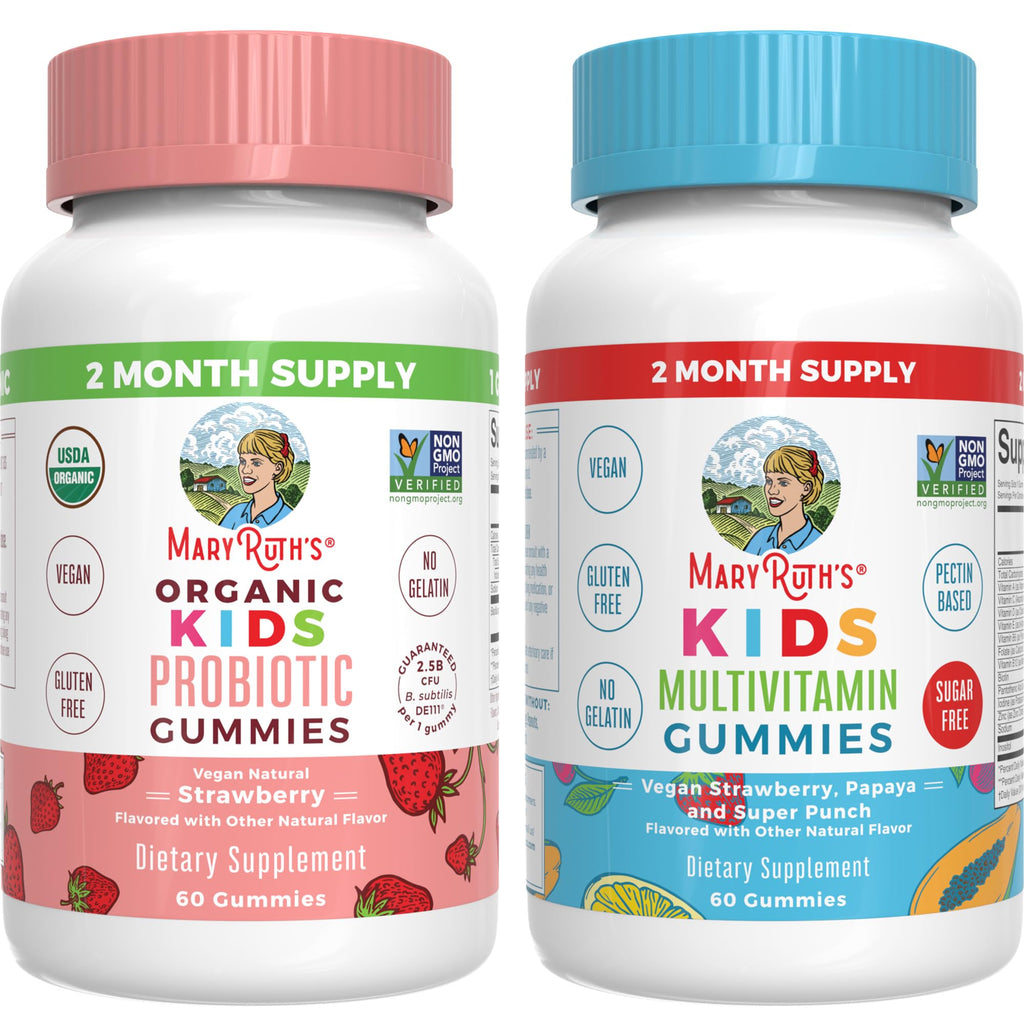 MARYRUTH'S Organics Multivitamin and Probiotic Gummies (Strawberry) for Kids | Clean Label Project Verified® | Vitamins for Gut Health, Immunity, & Overall Wellness | Vegan, Non-GMO, Gluten Free