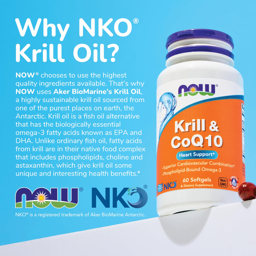 NOW Supplements, Krill Oil 500 mg, Phospholipid-Bound Omega-3, Cardiovascular Support*, 120 Softgels