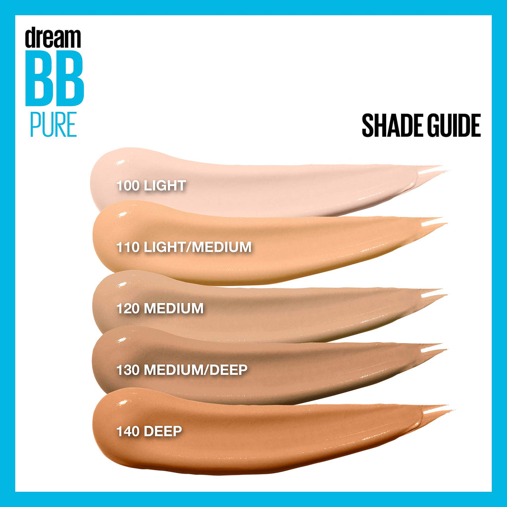 Maybelline Dream Pure Skin Clearing BB Cream, 8-in-1 Skin Perfecting Beauty Balm With 2% Salicylic Acid, Sheer Tint Coverage, Oil-Free, Medium, 1 Count