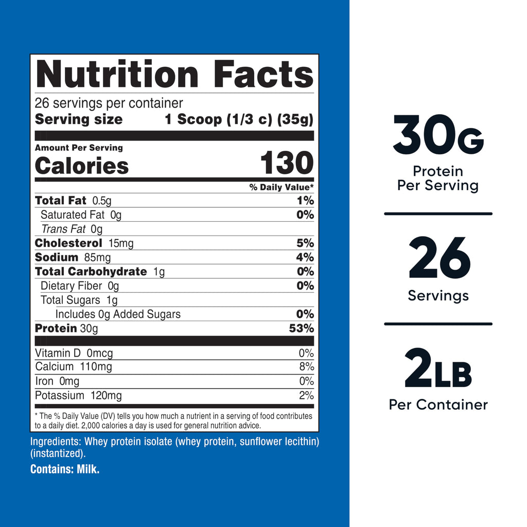 Nutricost Whey Protein Isolate (Unflavored) 2LBS