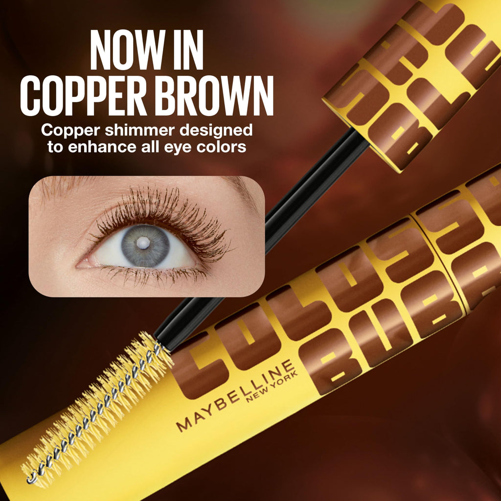 Maybelline The Colossal Bubble Mascara, Buildable Mascara Volume and Length Formula for Bold, Separated, Sleek Lashes, Washable Formula, Copper Brown, 1 Count