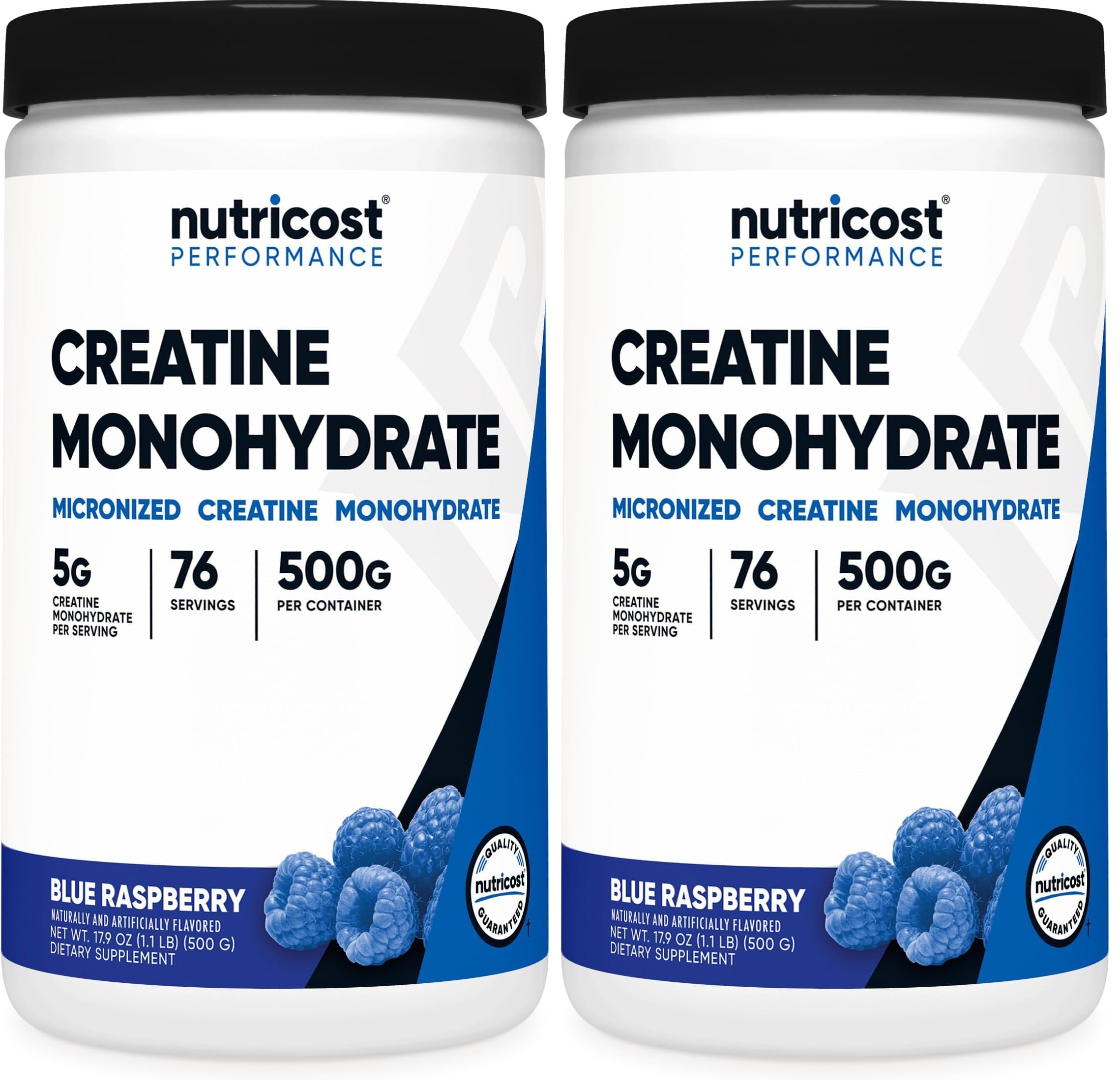 Nutricost Creatine Monohydrate Powder (Blue Raspberry), 500 Grams (1.1 LBS) (Pack of 2)