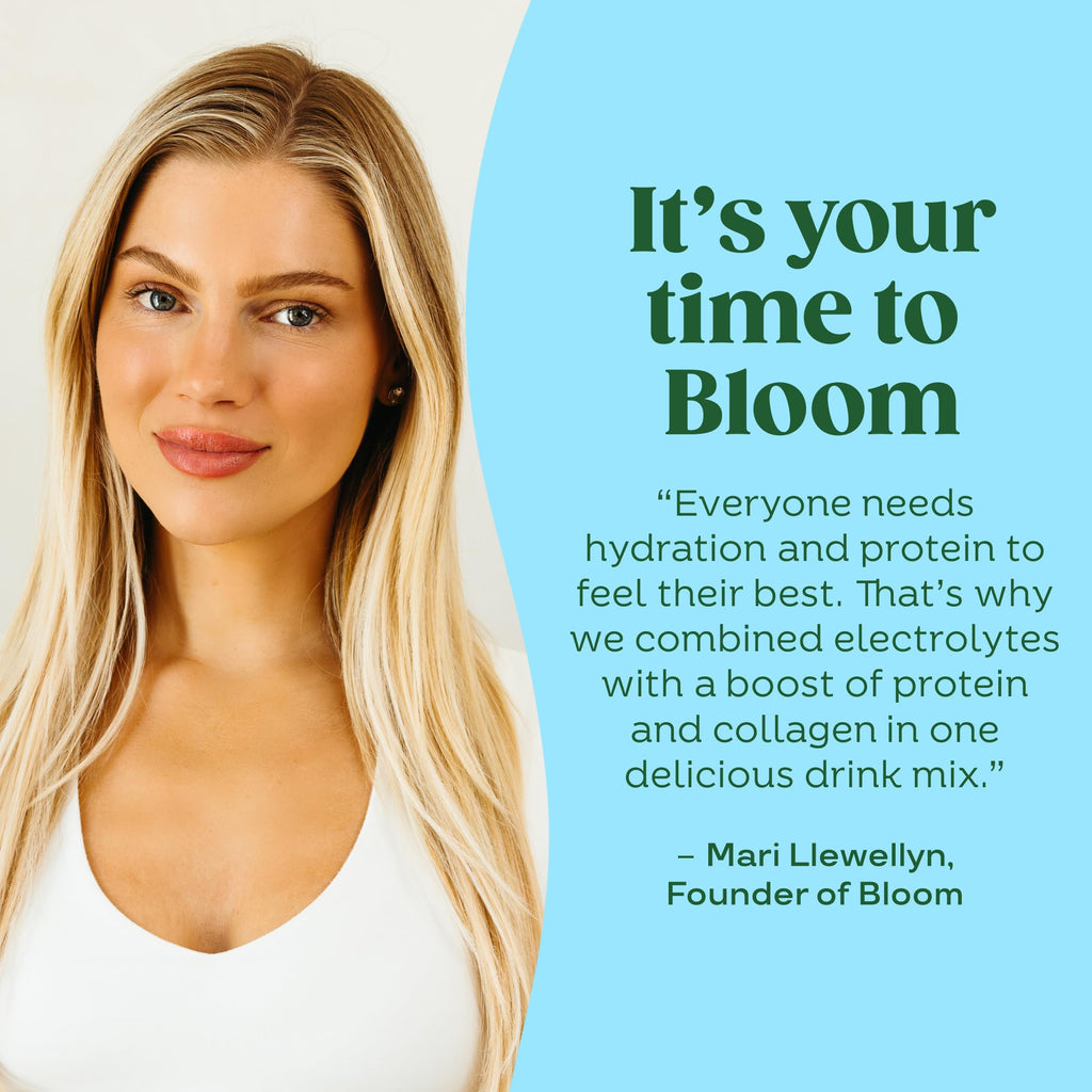 Bloom Daily Hydration Electrolyte Powder Packets with Collagen, 5g Protein, Electrolytes, Vitamins & Minerals, Sugar Free Drink Mix, Rocket Blast, 5 Count (Pack of 2)