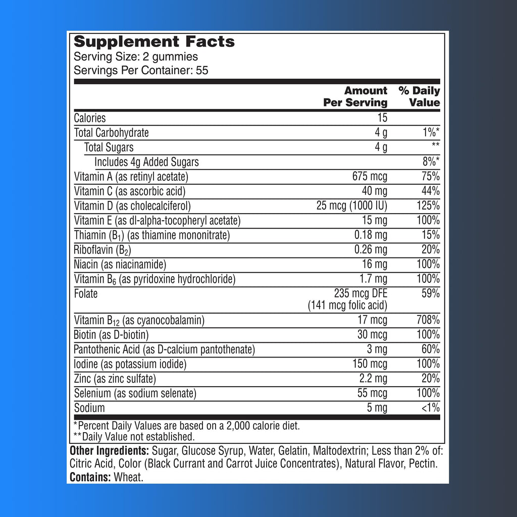 One A Day Men’s 50+ Gummies, Advanced Multivitamin For Men with Brain Support and Immunity Support, Vitamins For Men with Super 8 B Vitamin Complex, 110 Count