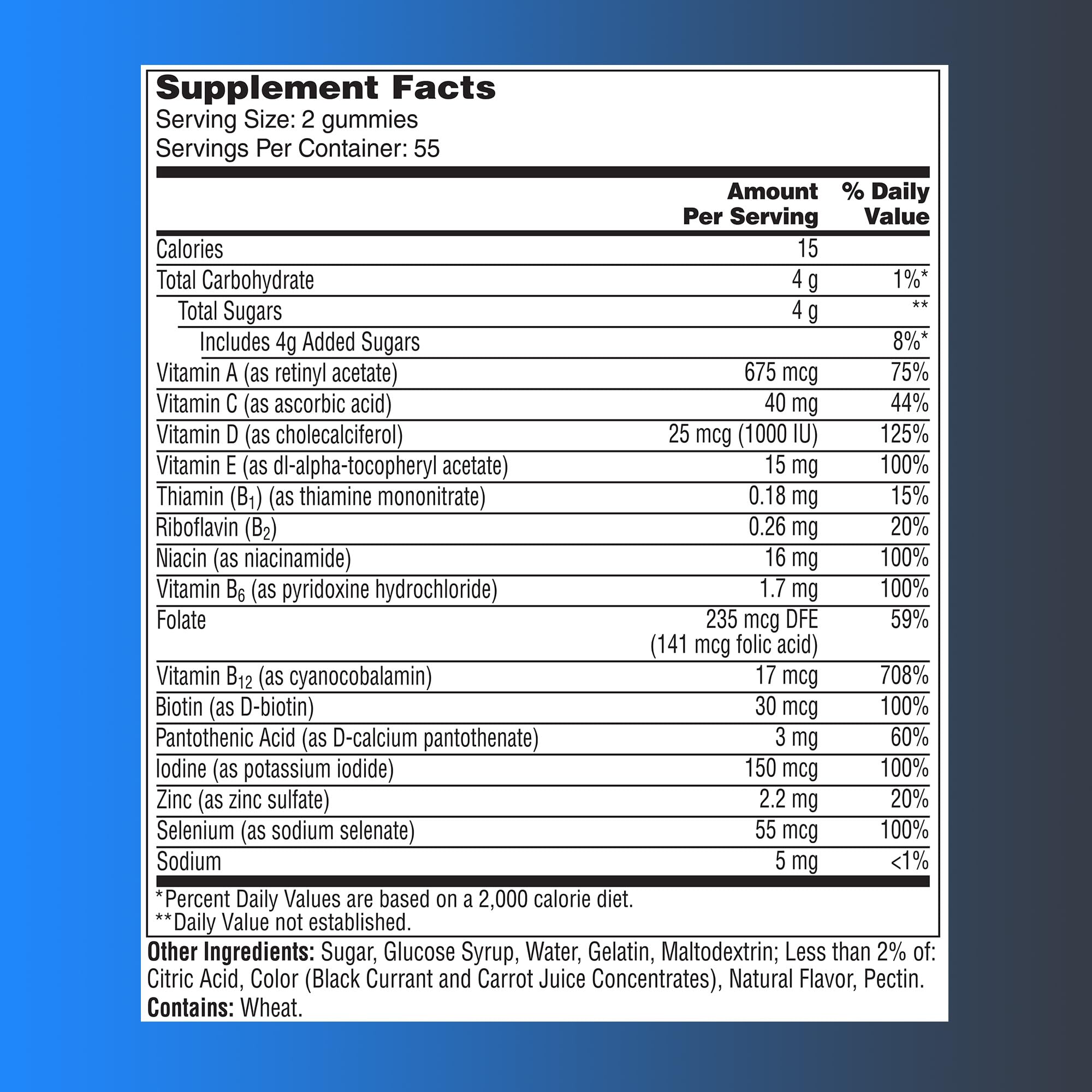 One A Day Men’s 50+ Gummies, Advanced Multivitamin For Men with Brain Support and Immunity Support, Vitamins For Men with Super 8 B Vitamin Complex, 110 Count