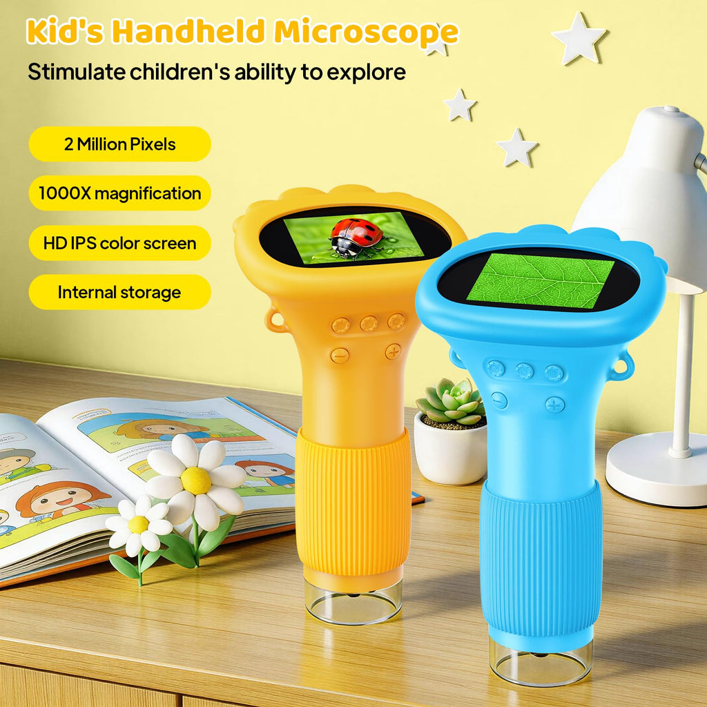 Kids Microscope - Ashfly 1000X Portable Microscope for Kids, Photo & Video Miniscope Pocket Microscope Gifts, 2'' Digital Screen 2026 for Boys Girls Age 3-12