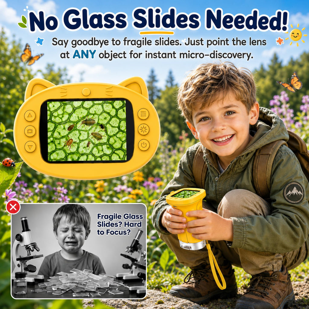 OAEBLLE Kids Microscope, 4K 1000X Zoom, 2.4" Screen, STEM Toy for Ages 4-8