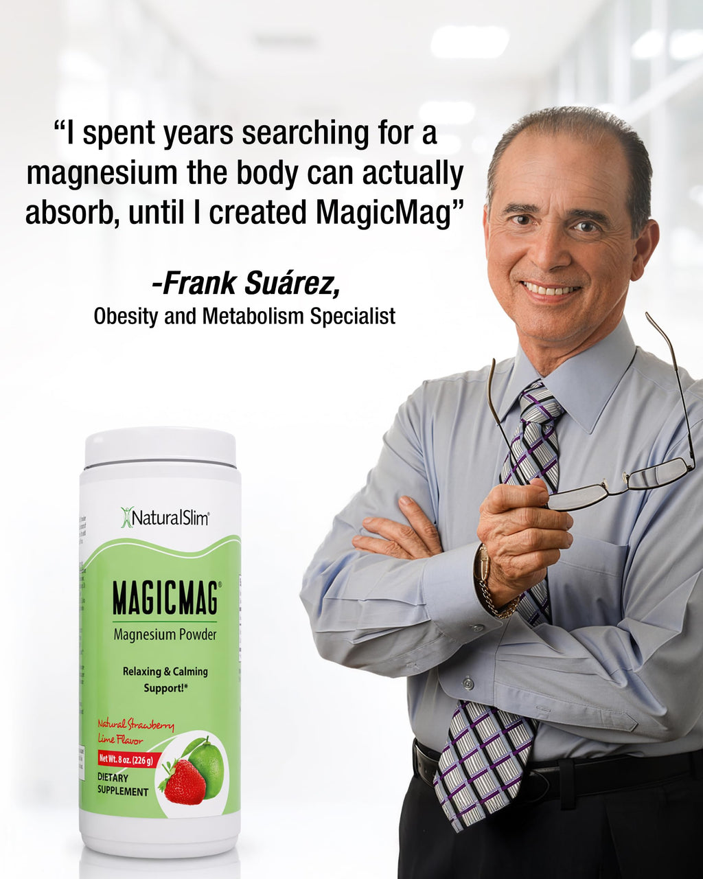 NaturalSlim MagicMag Magnesium Citrate Powder, Strawberry Lime, 8 oz