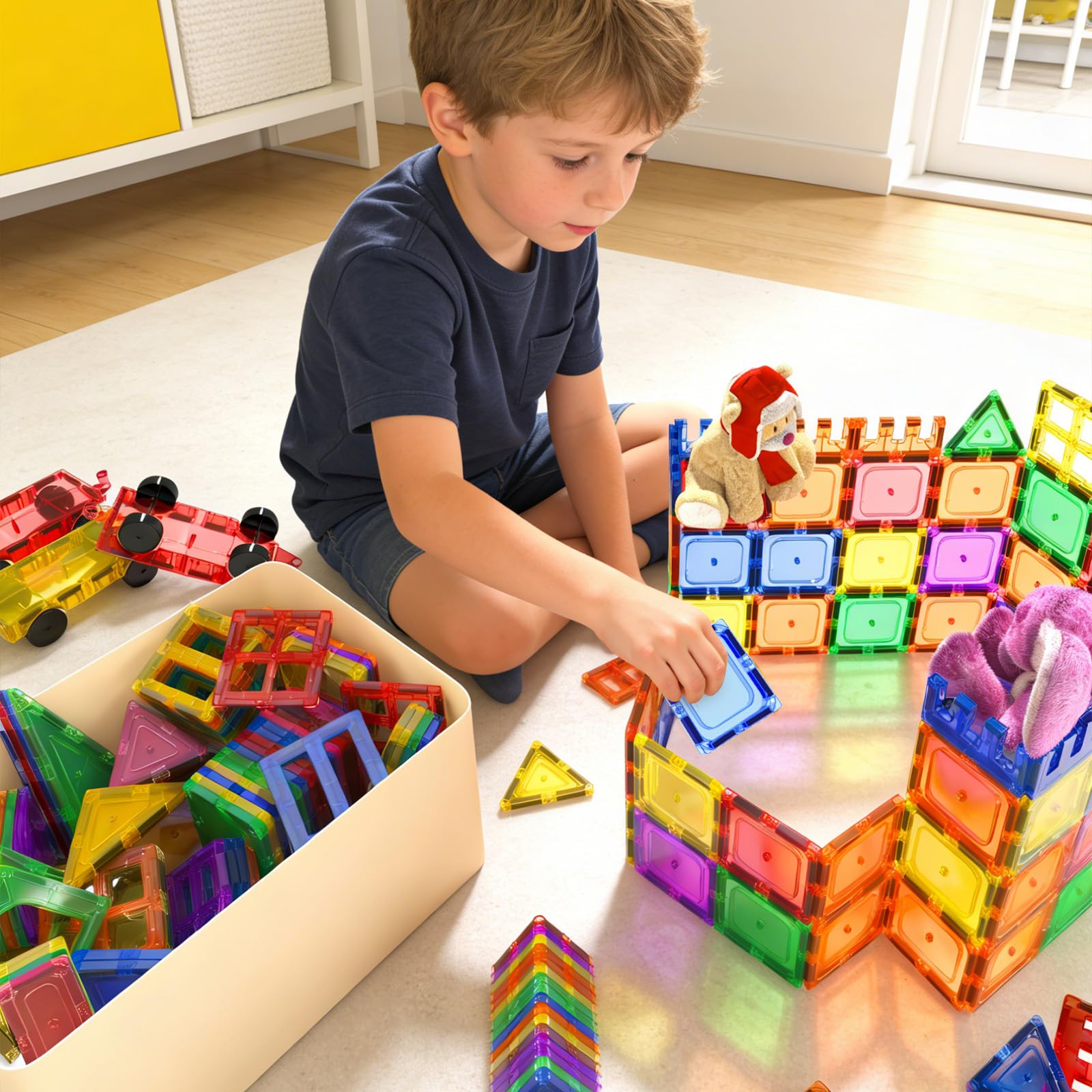 Coodoo Magnetic Tiles Kids Toys STEM Magnet Toy for Toddler Magnetic Blocks Building Preschool Learning Sensory Montessori Toys for 3+ Year Old Boys and Girls, Safe Creativity Toddler Kids Toy 40PCS