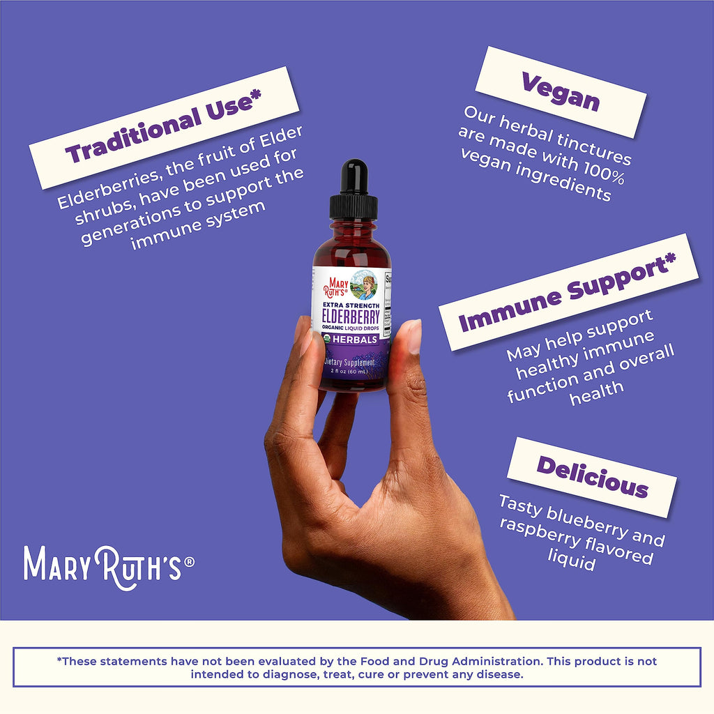 MARYRUTH'S Organic Extra Strength Elderberry Liquid Drops, Immune Support