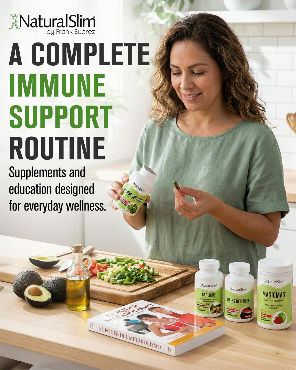 NaturalSlim Immune Support Supplement Kit, Vitamins and Supplements to Help Support a Strong Immune System with Garlic & Ginger, Magnesium Citrate, Cortisol Support, Zinc & Mineral Supplements
