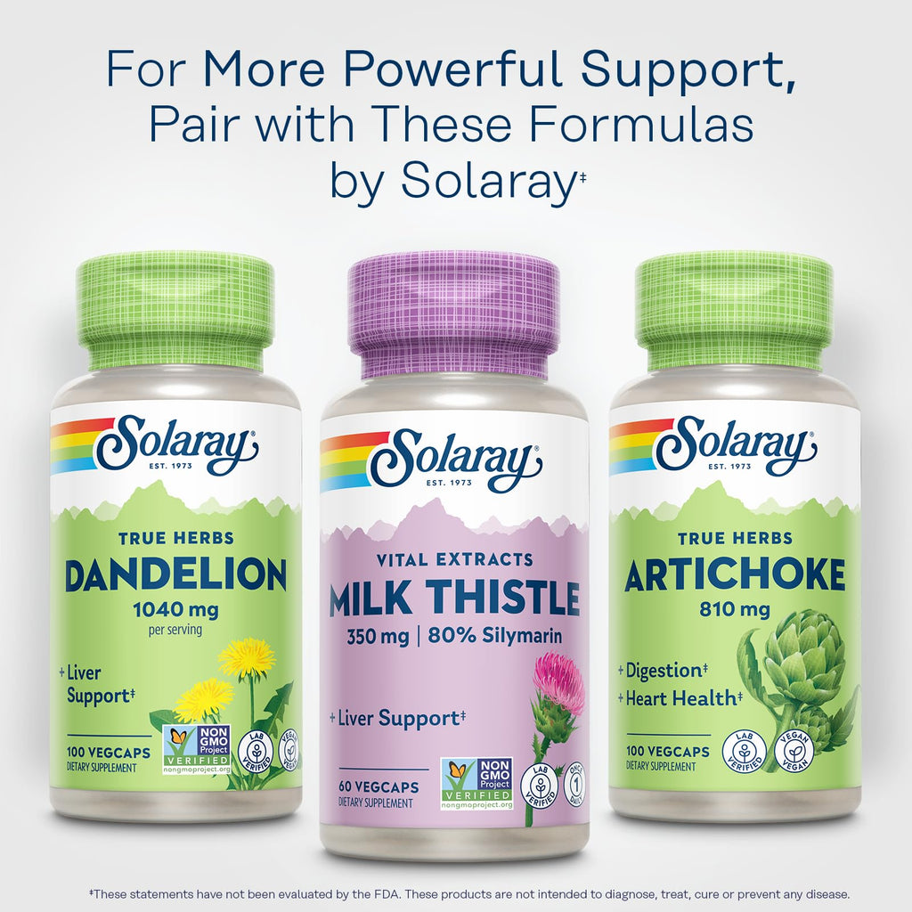 SOLARAY Milk Thistle Seed Extract 350 mg Guaranteed to Contain 80% Silymarin, Traditional Liver Support, Vegan & Lab Verified for Quality, 60 Servings, 60 VegCaps