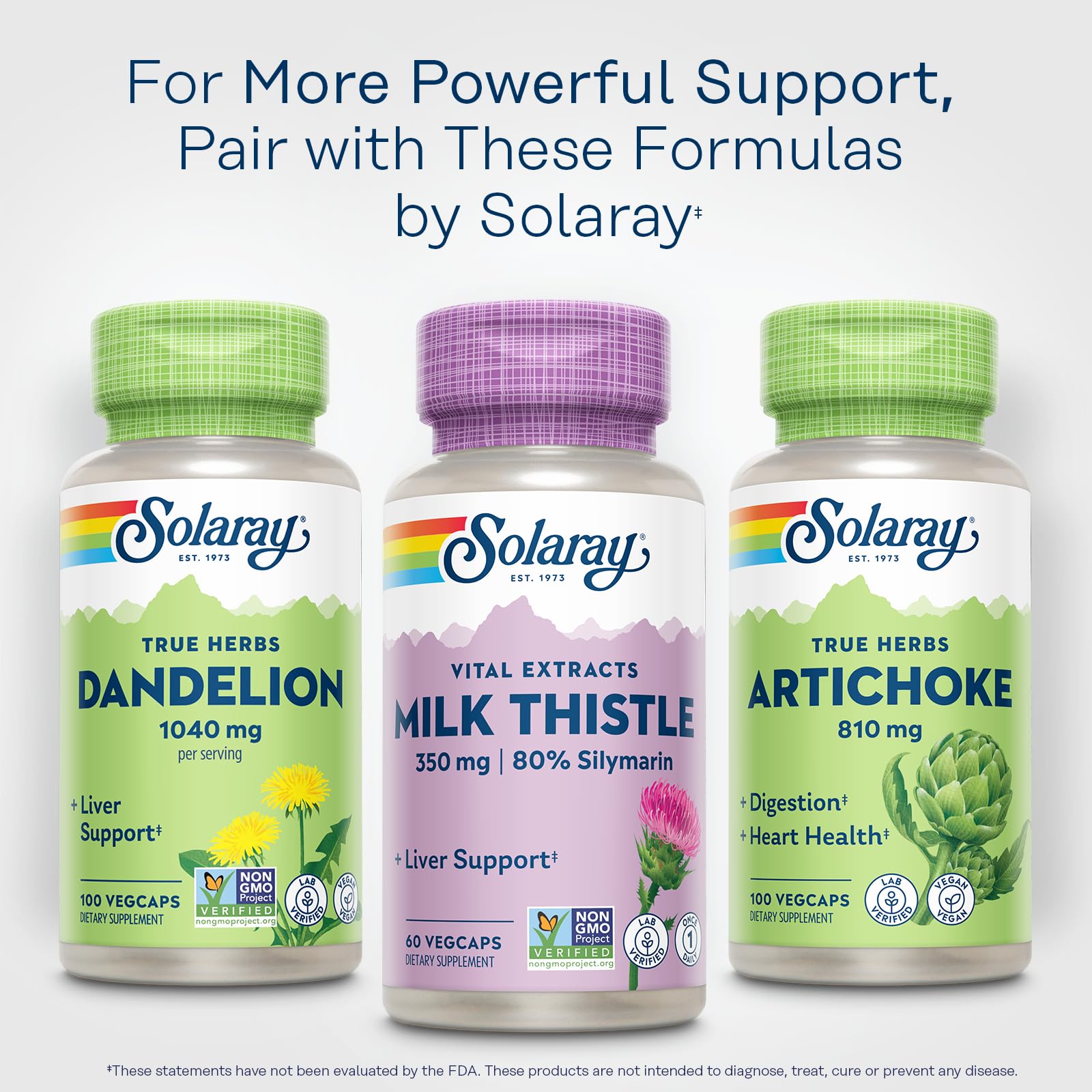 SOLARAY Milk Thistle Seed Extract 350 mg Guaranteed to Contain 80% Silymarin, Traditional Liver Support, Vegan & Lab Verified for Quality, 60 Servings, 60 VegCaps
