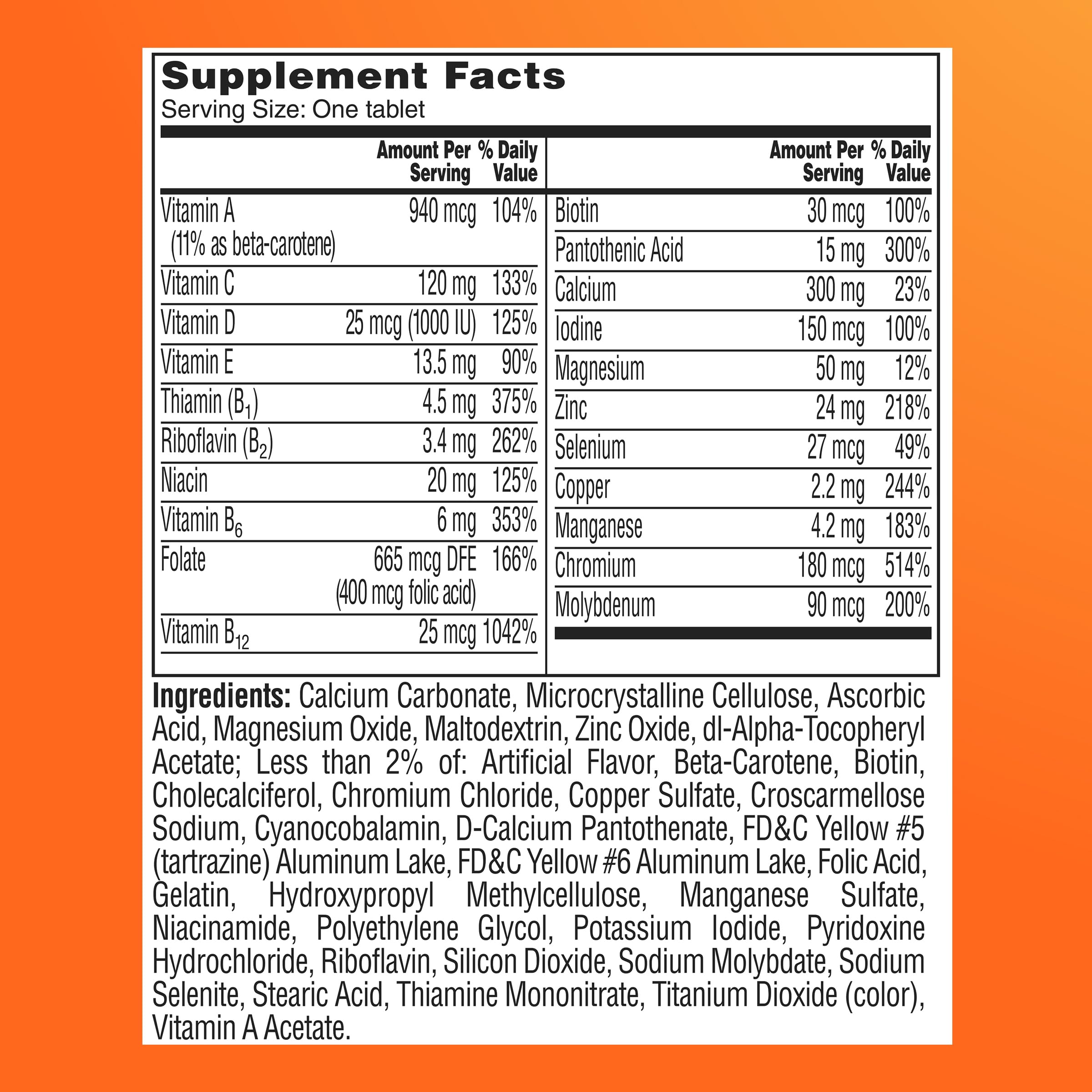 One A Day Multivitamin for Women 50 and Over Tablets, Womens Multivitamin 50 plus with Vitamins D, C, E, Zinc & Biotin, Daily Vitamins for Woman 50+, 65 Ct