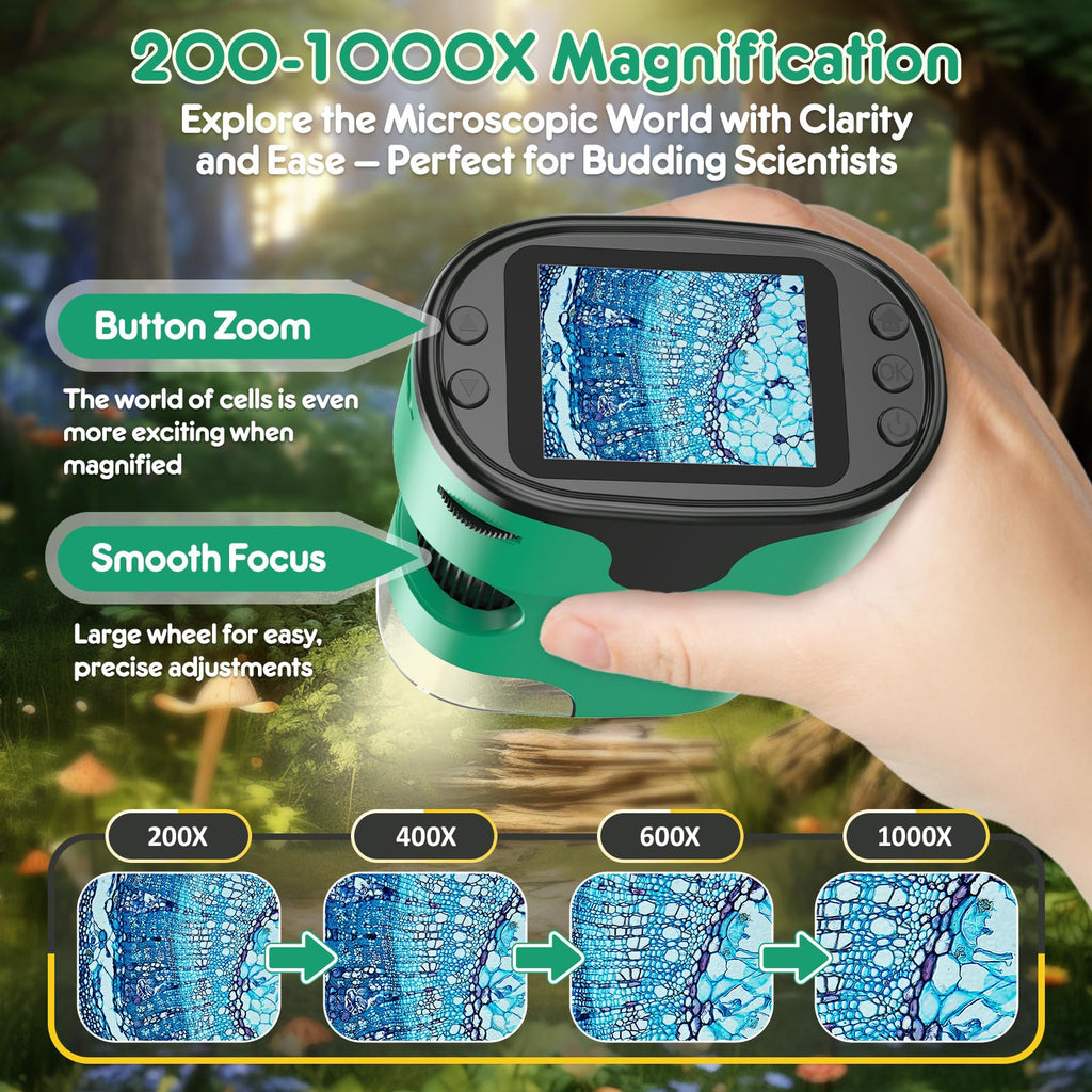Kids Digital Microscope Science Gift: Complete STEM Toy Kit for Ages 4-12
