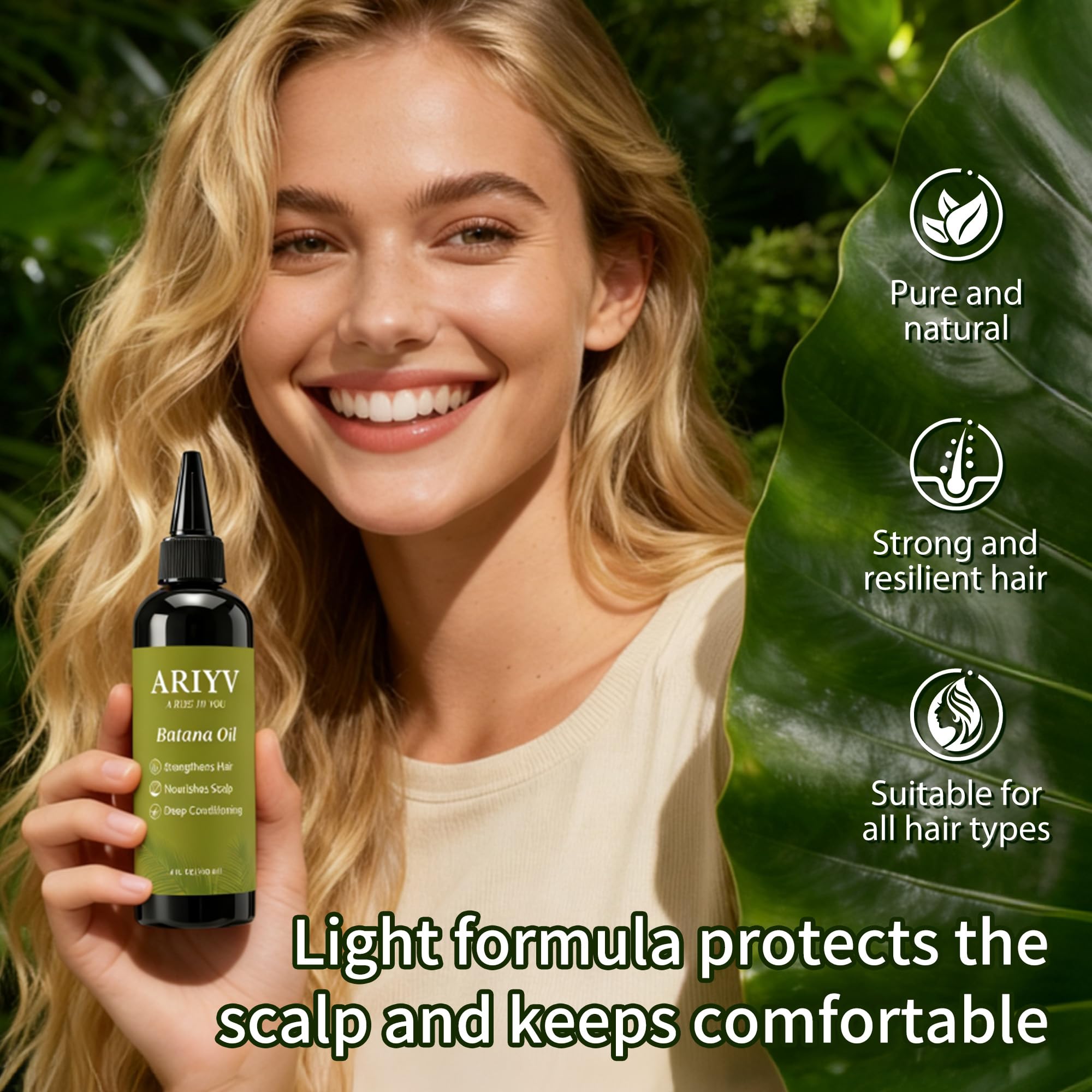 Ariyv Batana Oil for Hair Growth, Natural Batana Oil - Prevents Hair Loss, Reduces Breakage and Strengthens Hair, Enhances Thickness for Men & Women
