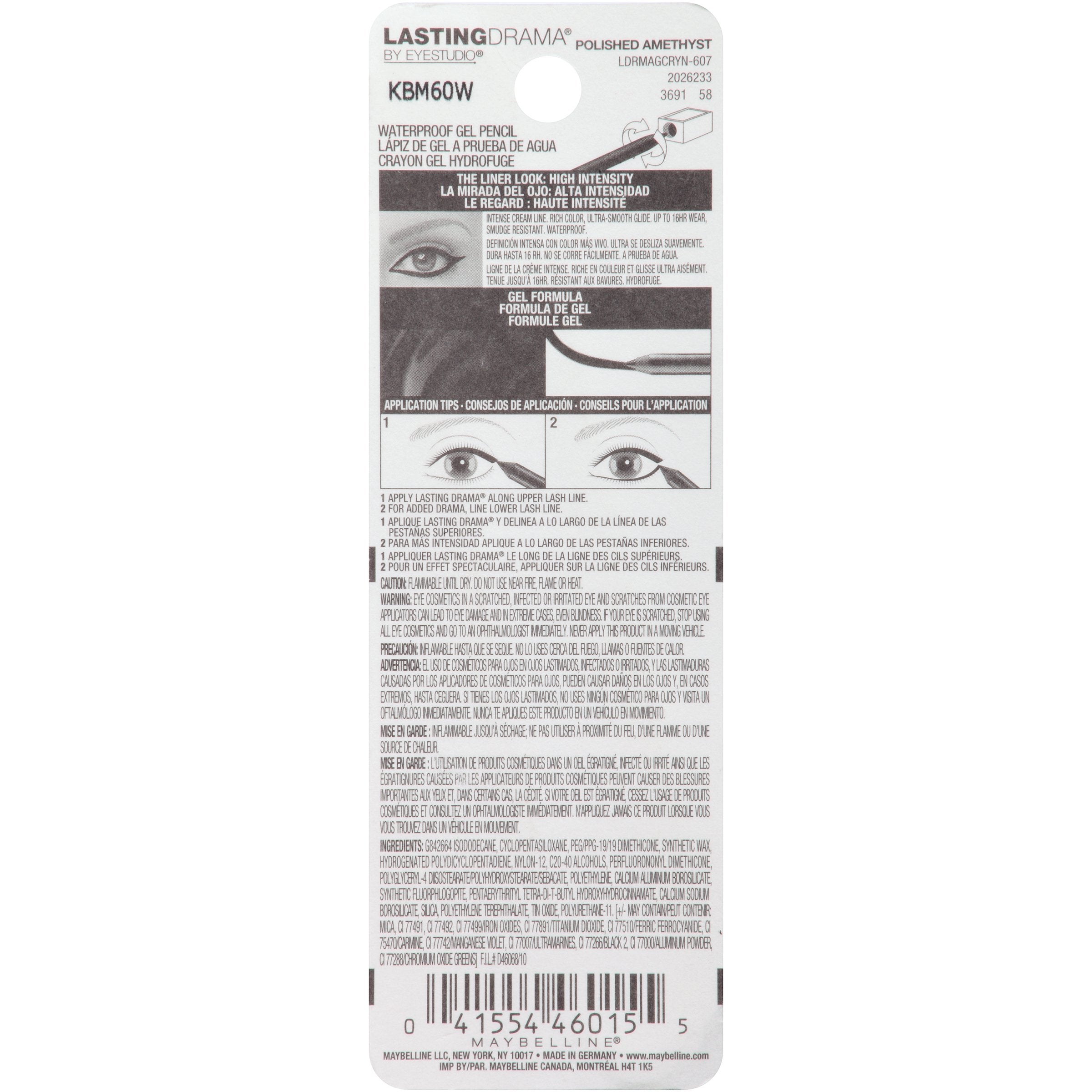 Maybelline New York Eyestudio Lasting Drama Waterproof Gel Pencil, Polished Amethyst, 0.038 oz.