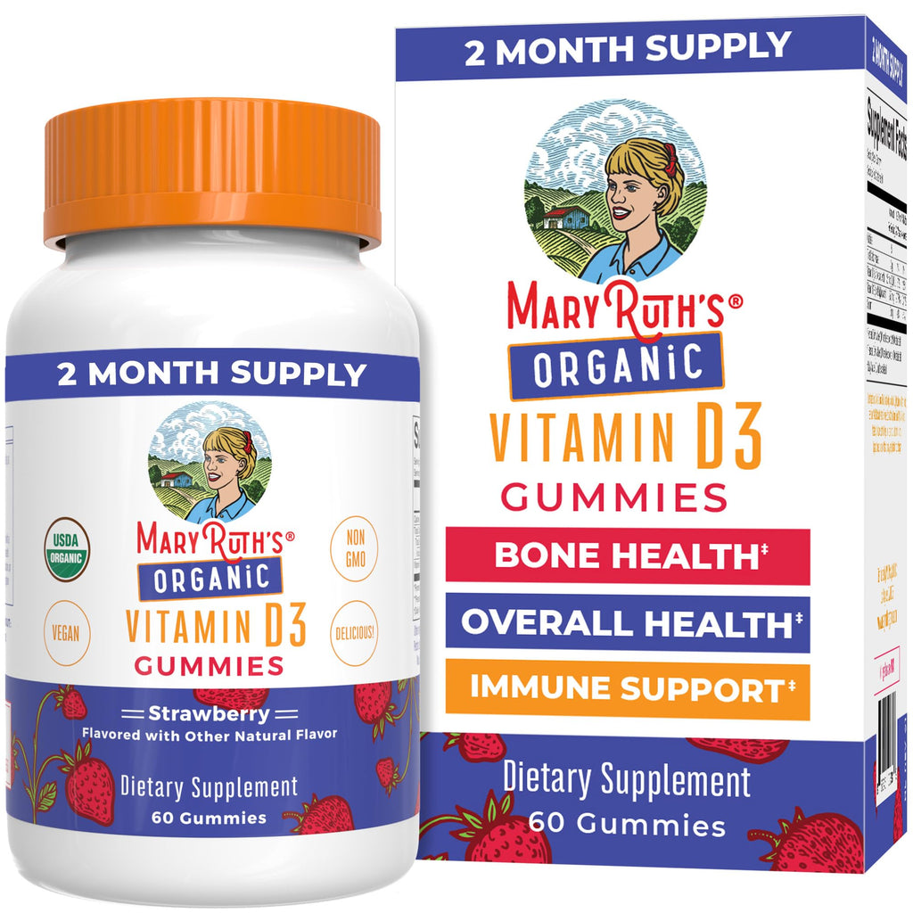 MARYRUTH'S Organic Vitamin D3 Gummies, 1000 IU, Immune Support, 60 Count
