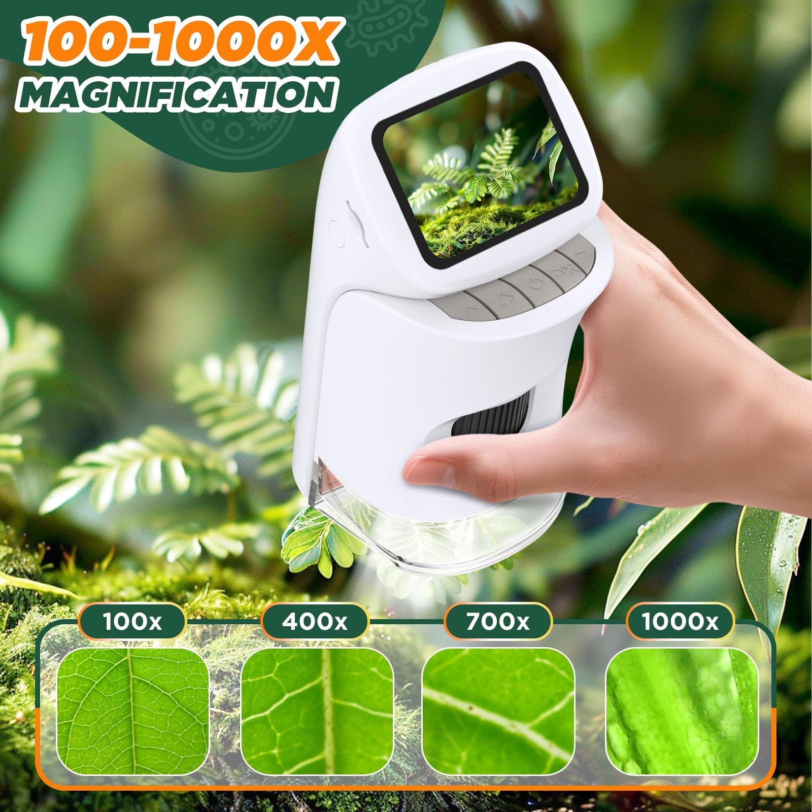 Kids Digital Microscope 1000X 1080P with Screen | Handheld Pocket Microscope for Kids 5-12, Portable Rechargeable STEM Science Kit, Educational Toy Gift for Boys & Girls (2026 New)