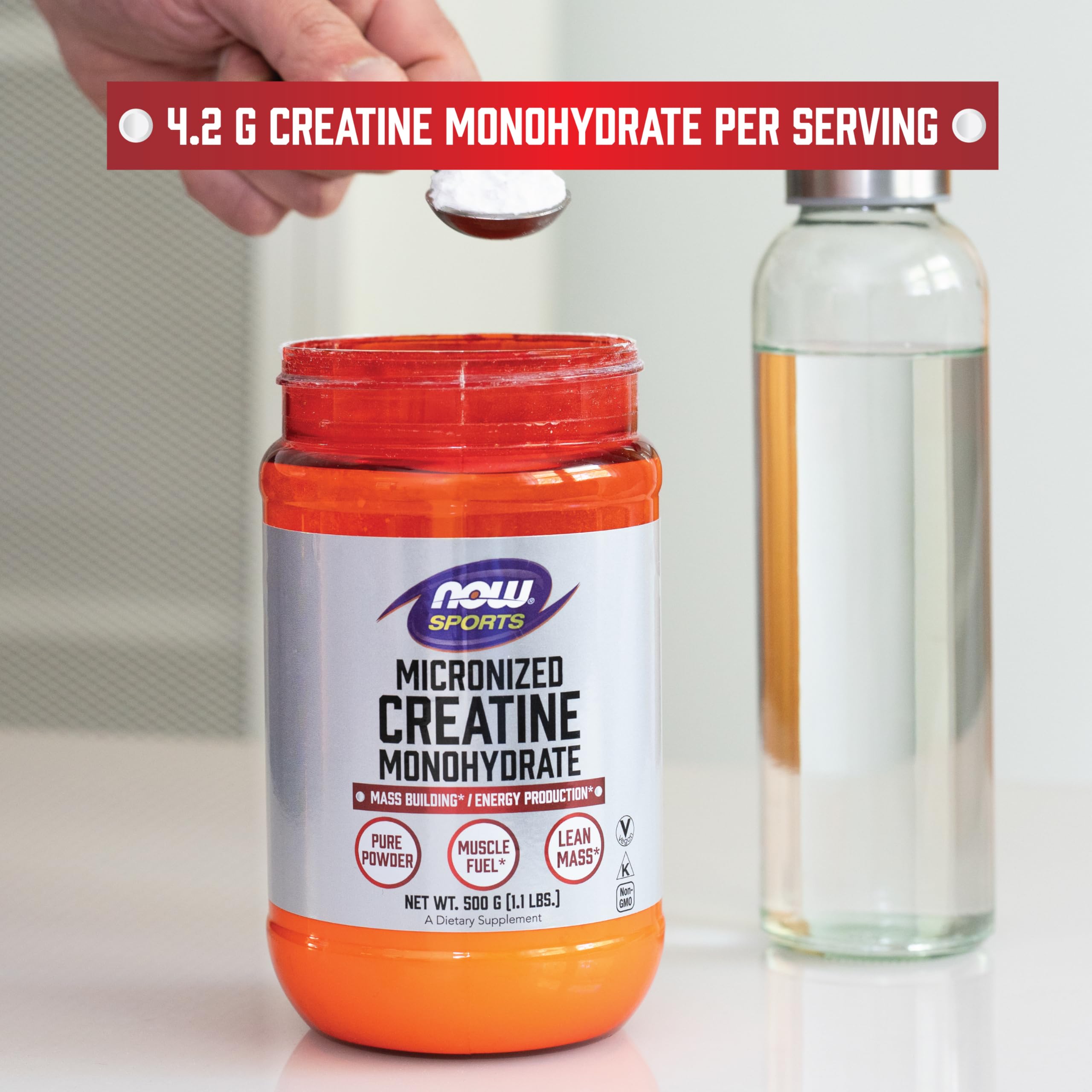 NOW Foods Sports Nutrition, Micronized Creatine Powder 500 g, Mass Building*/Energy Production*, 1.1-Pound