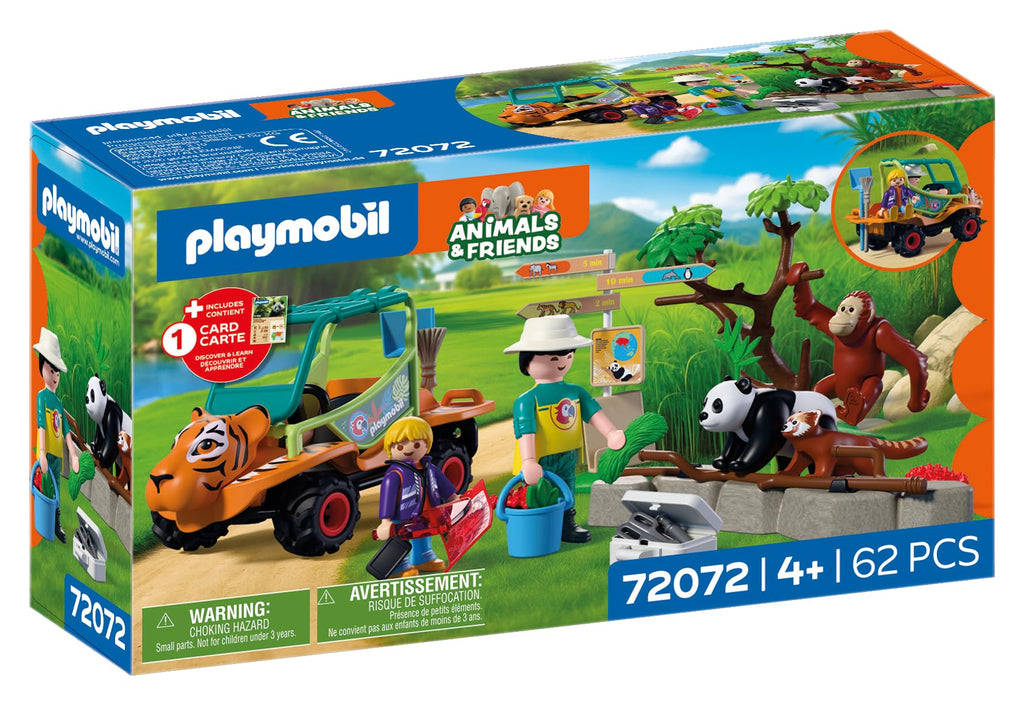 Playmobil | Animals & Friends | Zookeeper with Vehicle | Vehicle with Tiger Head Design and 3 Animals | Children's Toy for Ages 4 and up | 72072