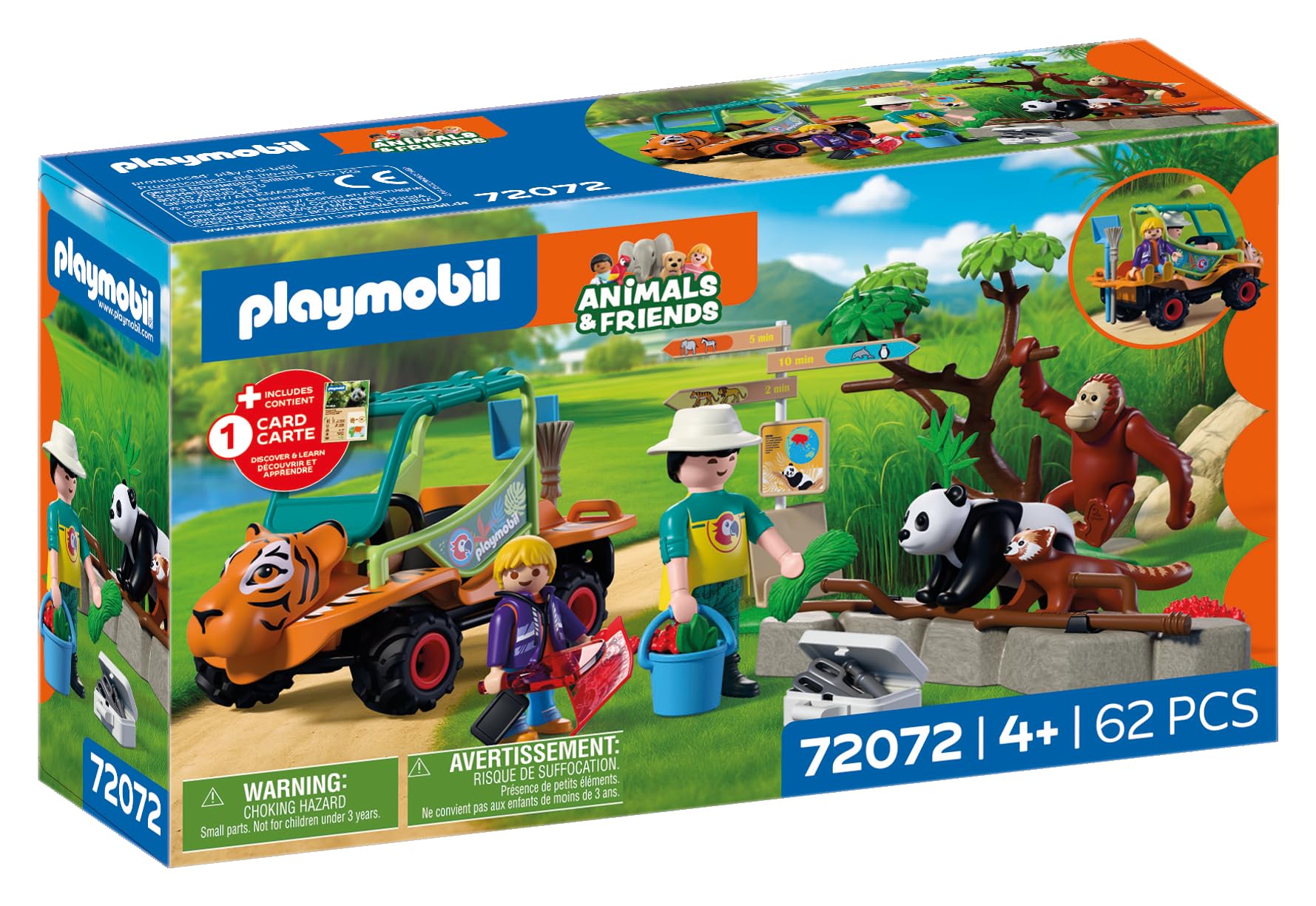 Playmobil | Animals & Friends | Zookeeper with Vehicle | Vehicle with Tiger Head Design and 3 Animals | Children's Toy for Ages 4 and up | 72072