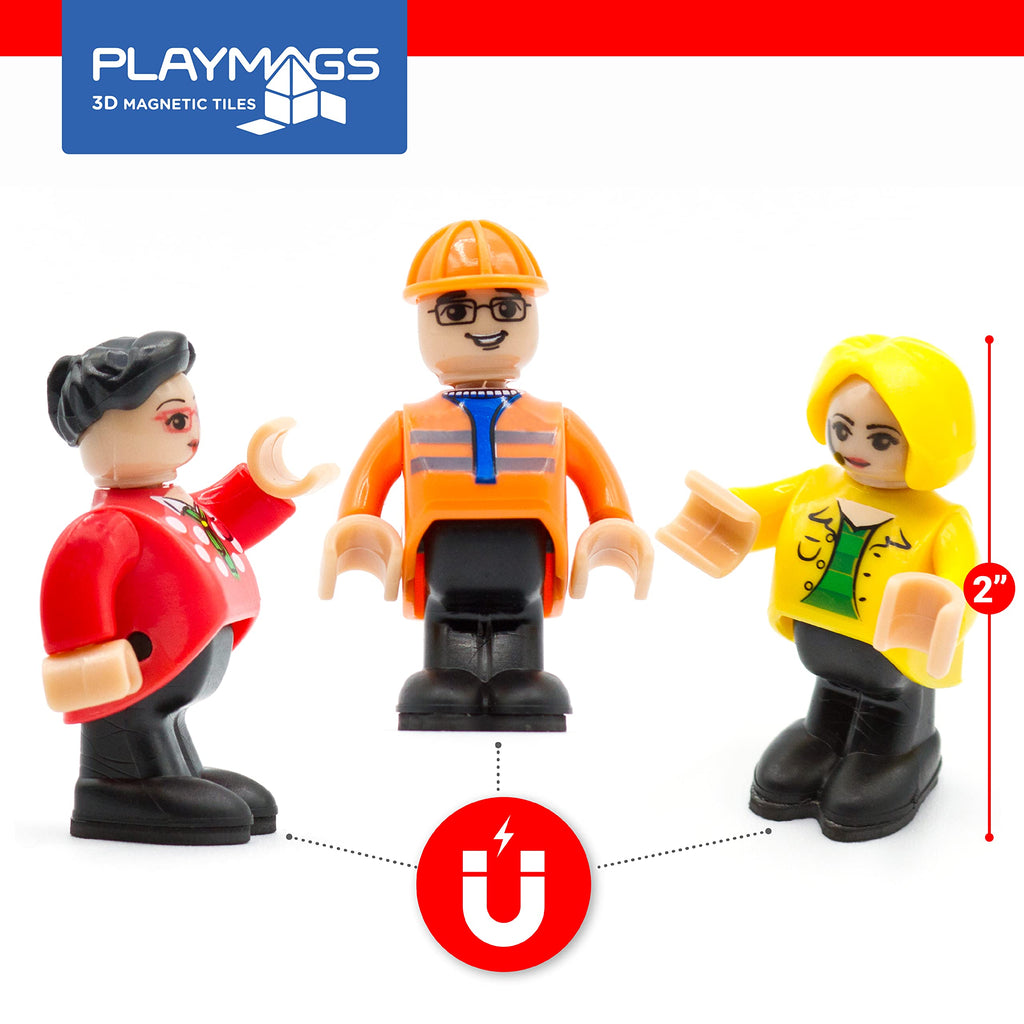 Playmags Magnetic Figures Community Set of 15 Pieces - 2 Inches Play People Perfect for Magnetic Tiles Building Blocks - STEM Learning Toys Children – Magnet Tiles Expansion Accessories Pack
