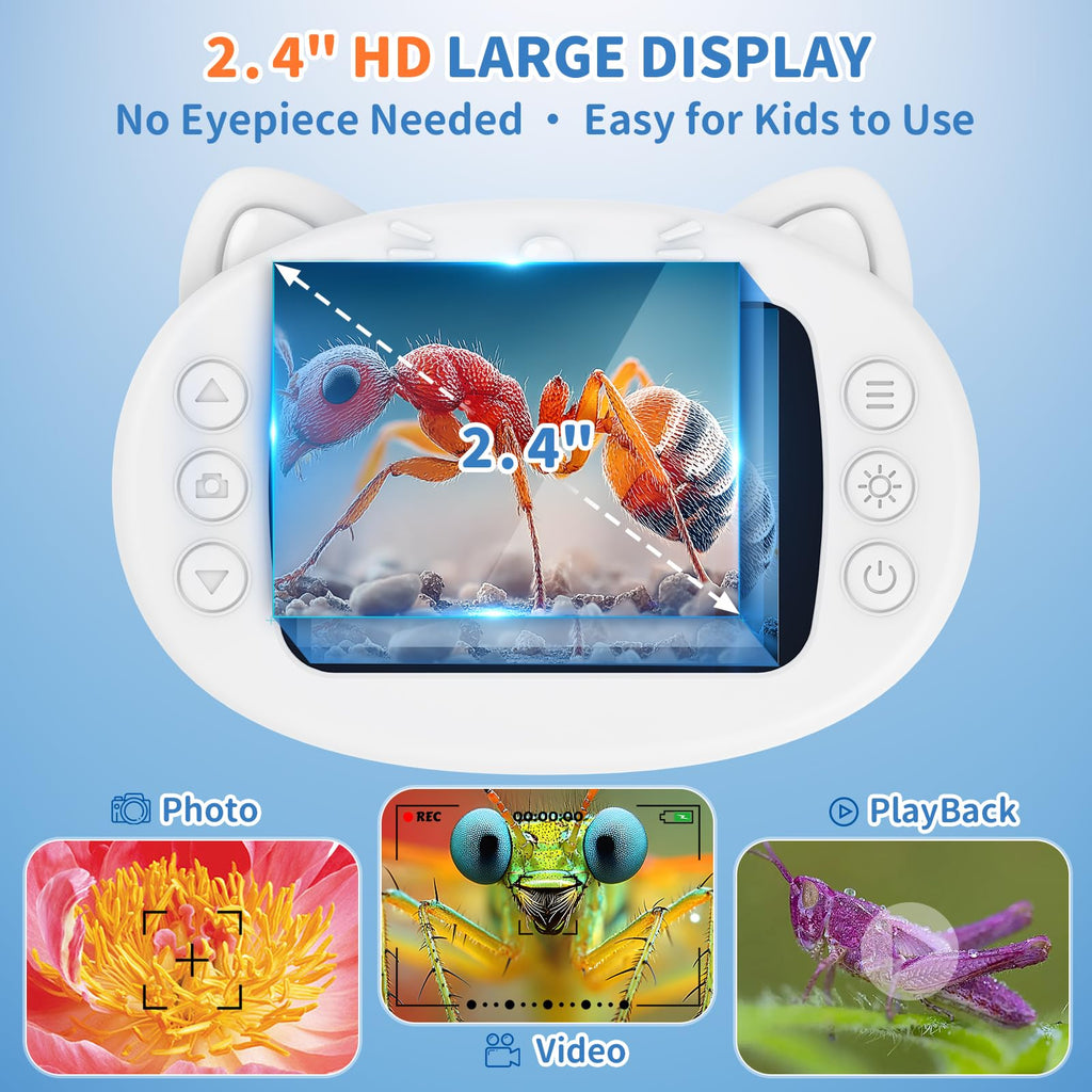 Kids Handheld Digital Microscope 1000X: Science Gift Kit STEM Toy Ages 5-13