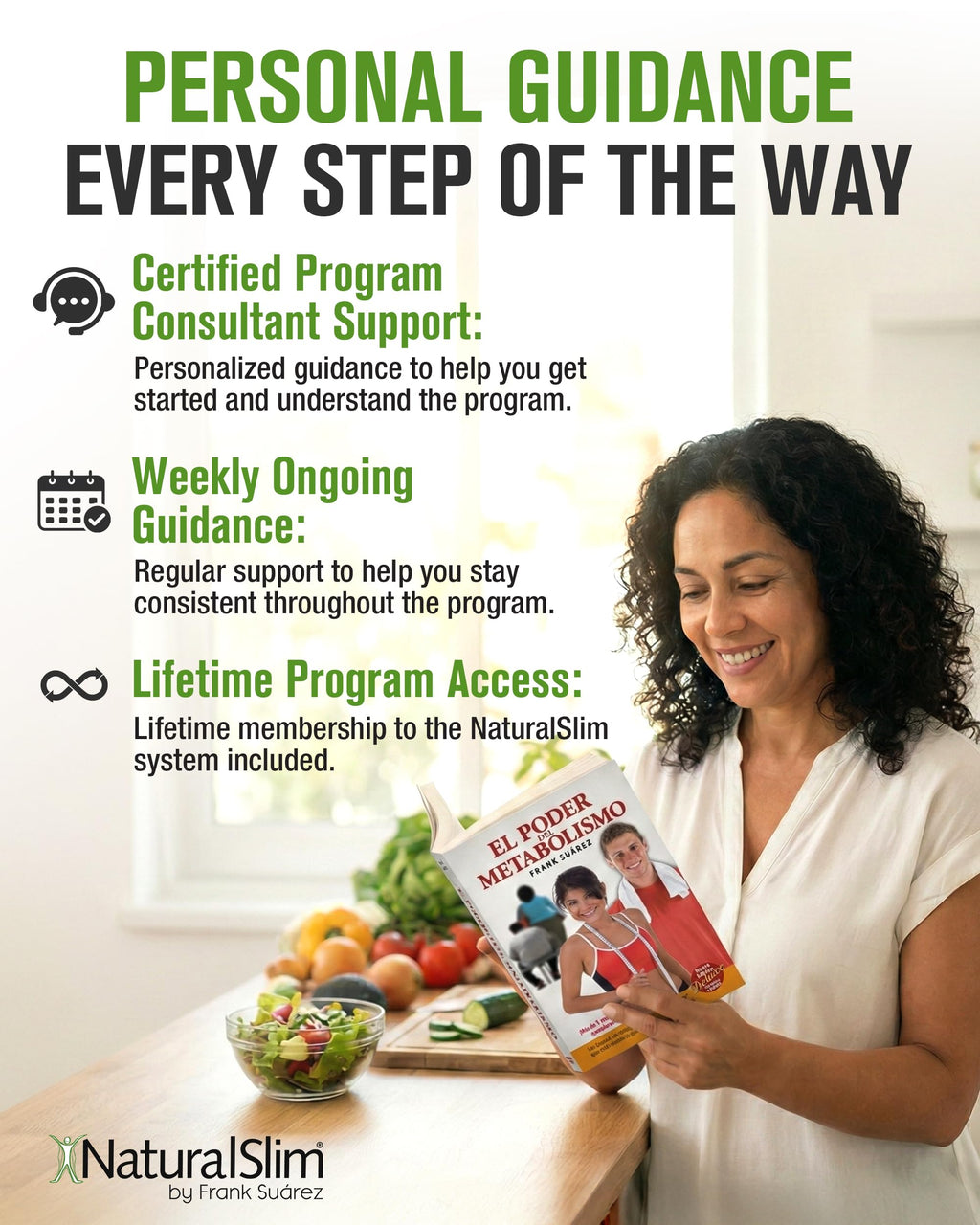 Naturalslim Personal Program Complete Wellness Kit Supplement with Free Frank Suarez Metabolismo Books (Spanish Edition) & Weekly Consultation - Ultimate Guide to Healthy Metabolism