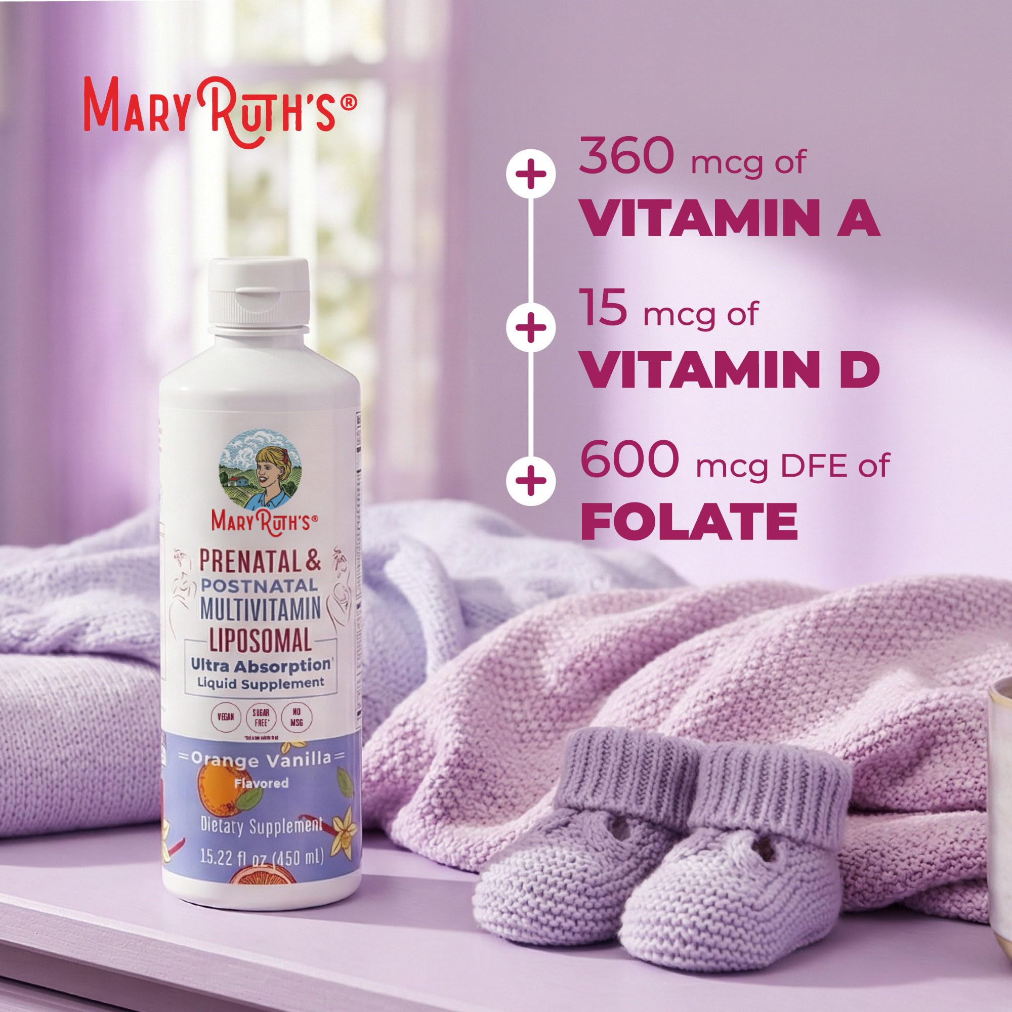 MaryRuth's Prenatal & Postnatal Multivitamin Liposomal, Vegan, 30 Servings