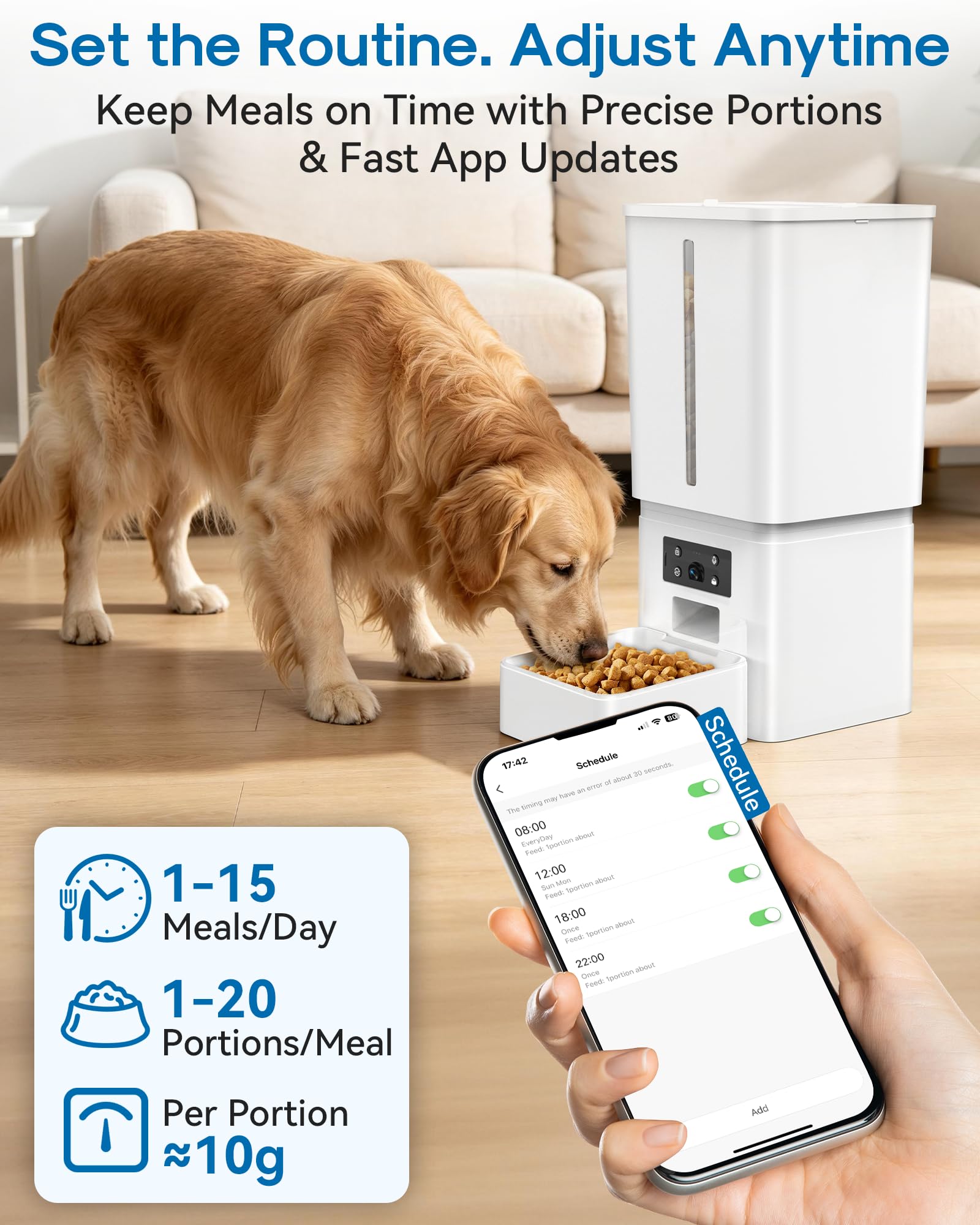 Gwozn Automatic Dog Feeder Large Breed, 15L/63 Cups Auto Dog Food Dispenser