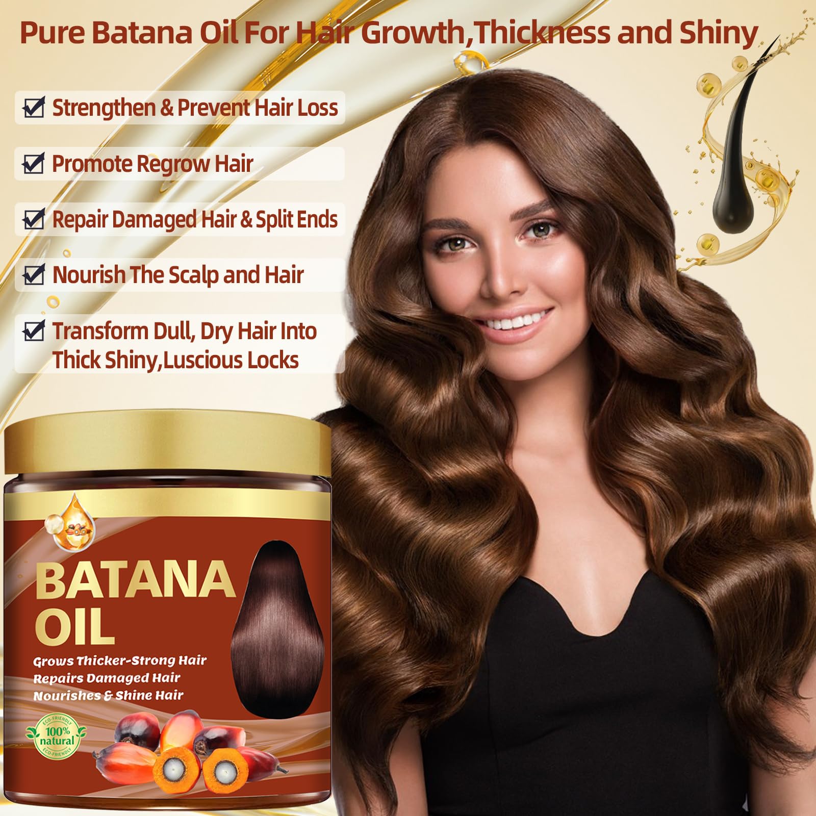 Batana Oil for Hair Growth & Rosemary Oil for Hair Growth,Raw Batana Hair Mask Rosemary Hair Growth Serum,Hair Oil for Dry Damaged Hair,Promotes Hair Thickness for Men Women