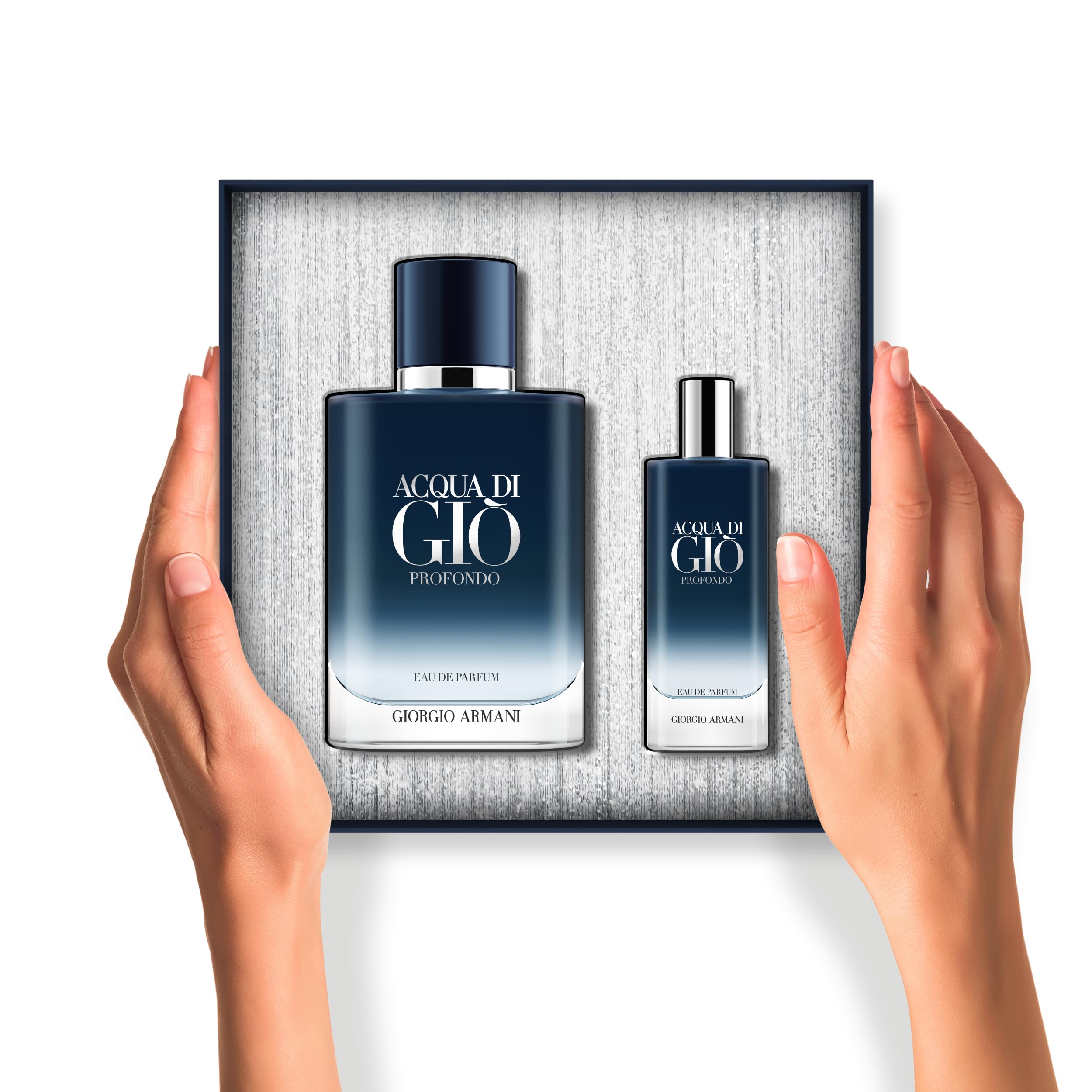 Armani Beauty– Acqua di Giò Profondo Eau de Parfum – 2-Piece Cologne Set for Men ($199 Value) – Full Size (3.4 Fl Oz) & Travel Size (0.5 Fl Oz)