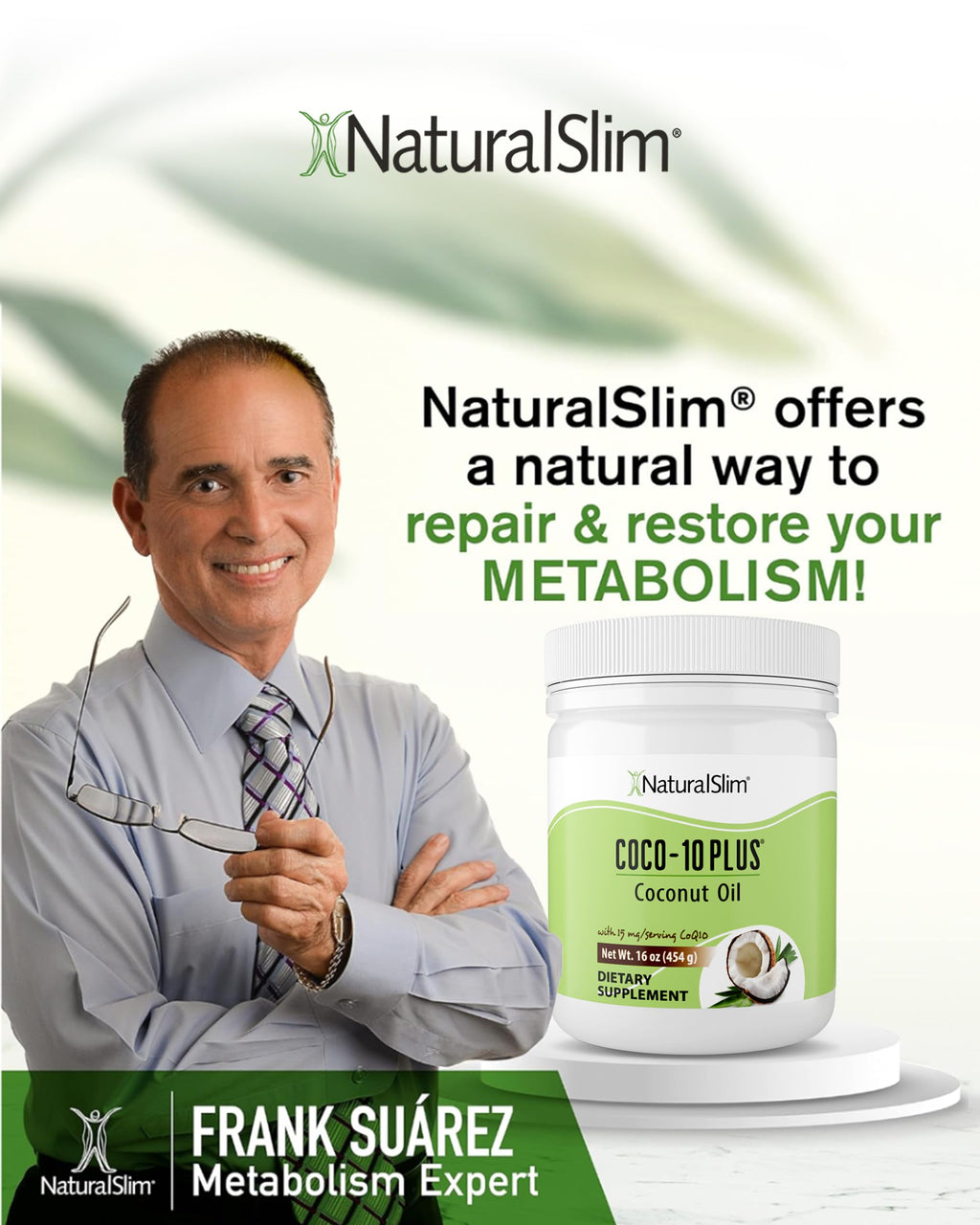 NaturalSlim Coconut Oil with CoQ10 - MCT Oil Organic Coconut Oil for Baking, Mixing with Shake, Smoothies, Coffee, or Ingest Directly - Boost Energy, Metabolism and Immune System Fresh Flavor