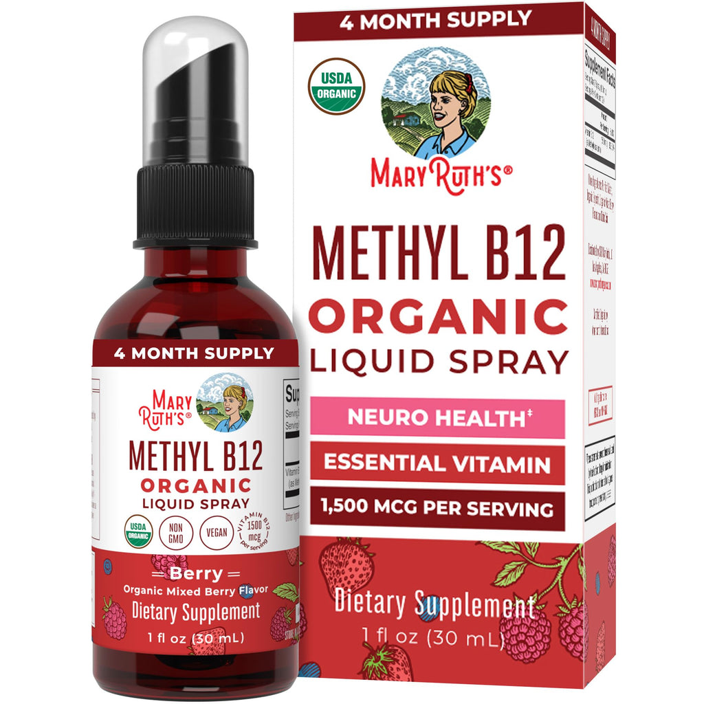 MARYRUTH'S Organic Methyl B12 Spray, 1,500 mcg B12 Per Serving, 1 Fl Oz