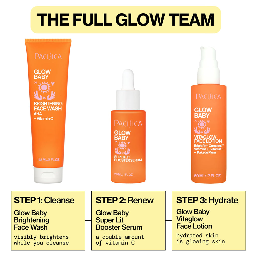 Pacifica Vitamin C Serum for Face – Glow Baby Brightening Facial Serum with Glycolic Acid – Vitamin C Booster Skin Care, Dark Spot Corrector, Vegan Skincare for Glowing Skin, Dermatologist Tested