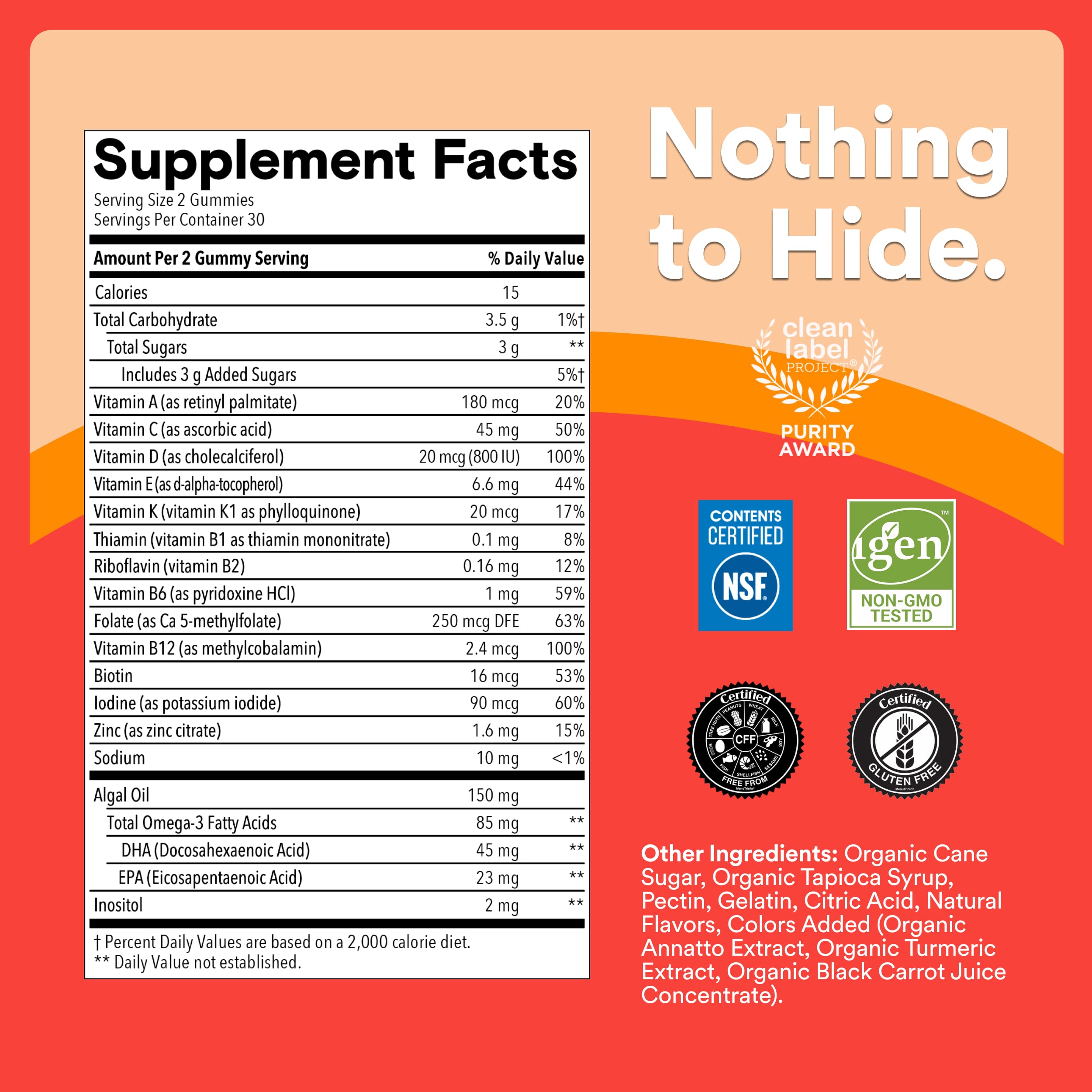 SmartyPants Kids Multivitamin Gummies with Omega 3 DHA/EPA, Vitamins D3, C, B12, B6, A, K, and Zinc, Gluten Free, Clean Label, Three Fruit Flavors, 60 Gummies (30 Day Supply)