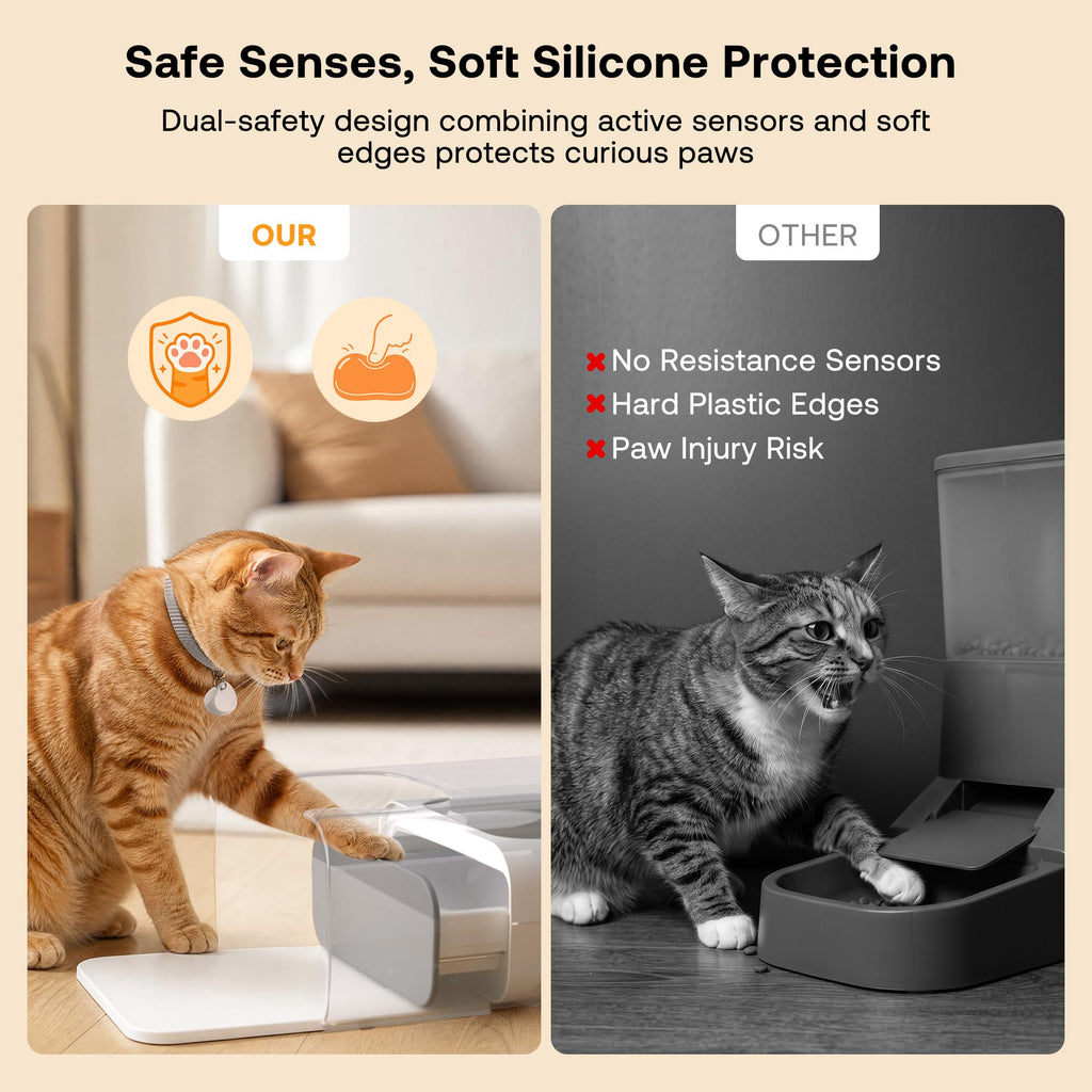 HEAPETS RFID Automatic Cat Feeder with Collar Sensor, Anti-Stealing Food Dispenser with Sealed Lid for Wet Dry Food and Different Diet for Multi-Pet Home, Auto Pet Feeder for Cats & Small Dogs, White