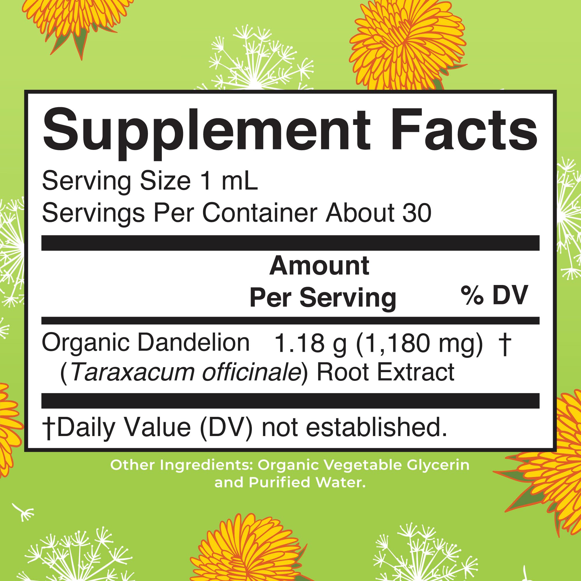 MARYRUTH'S Organic Dandelion Root Extract 1,180mg Dandelion Root, 1 oz