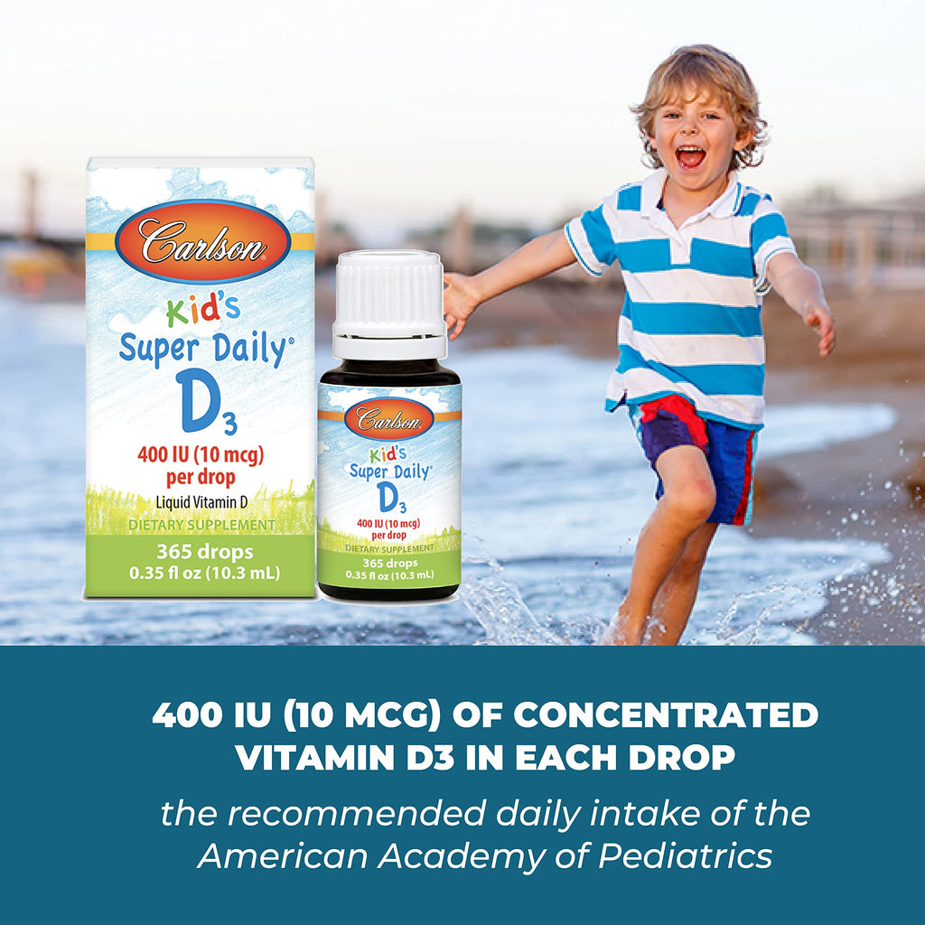 Carlson Kid's Super Daily D3, Kids Vitamin D Drops, 365 Drops (10.3 mL)