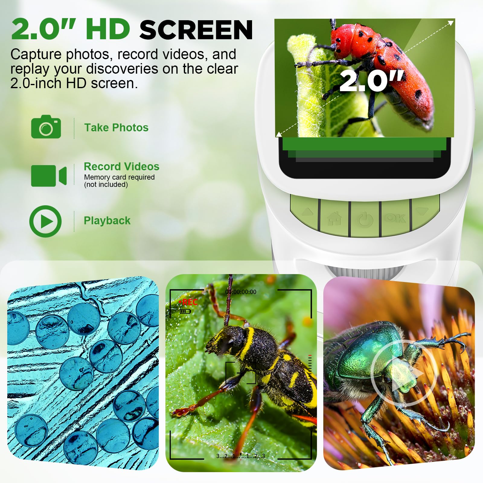 Kids Digital Microscope with Detachable Stand: STEM Science Kit Gift Toys