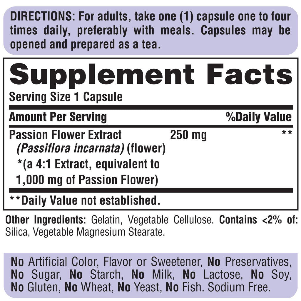 Puritan's Pride Passion Flower 1000 Mg, 60 Count (Pack of 2)