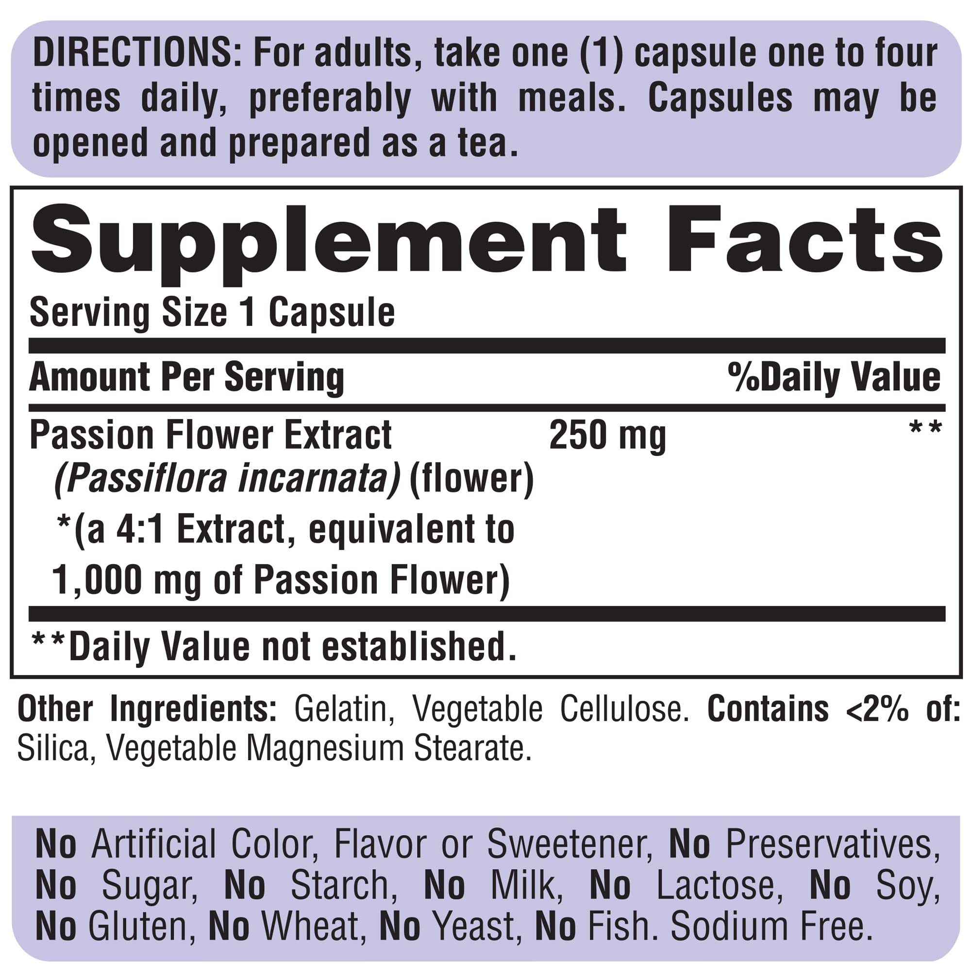 Puritan's Pride Passion Flower 1000 Mg, 60 Count (Pack of 2)