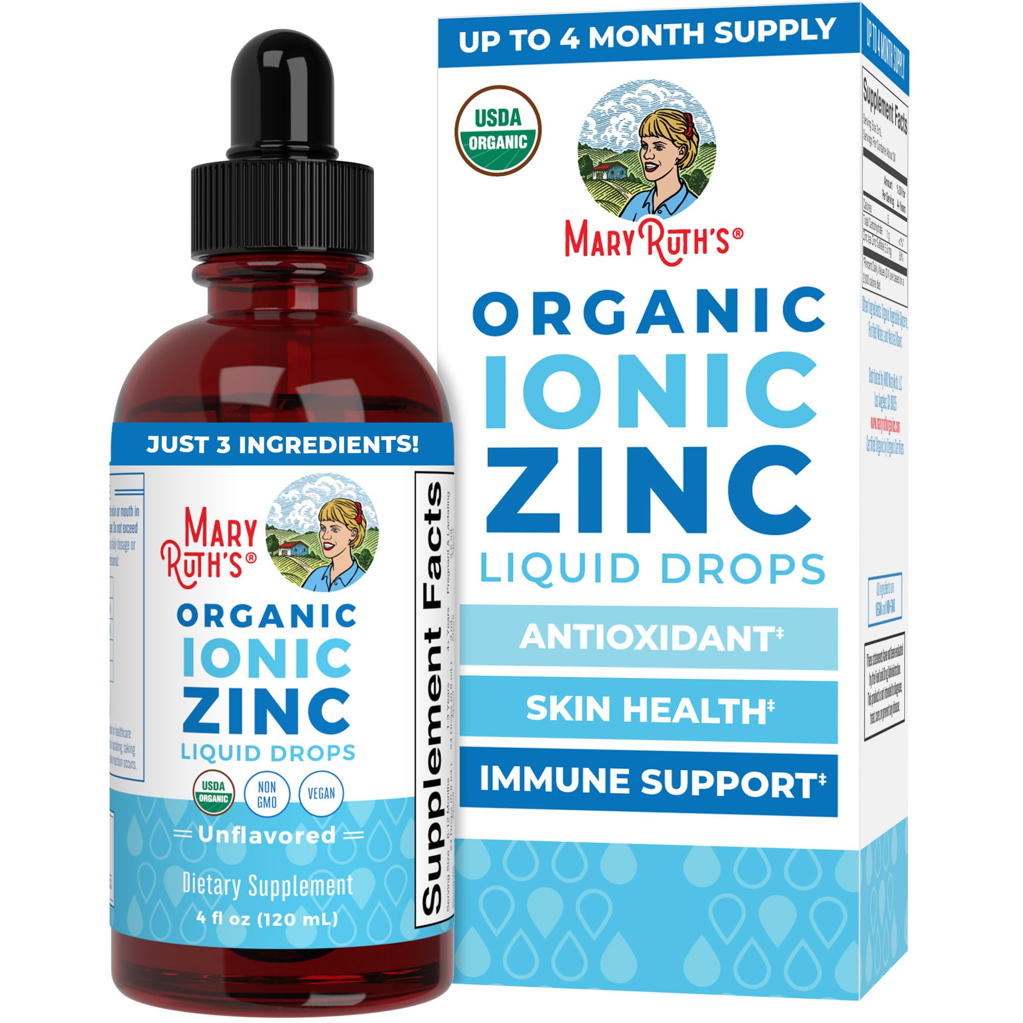 MaryRuth's Organic Liquid Zinc Supplement, Immune Support, Antioxidant, 4oz