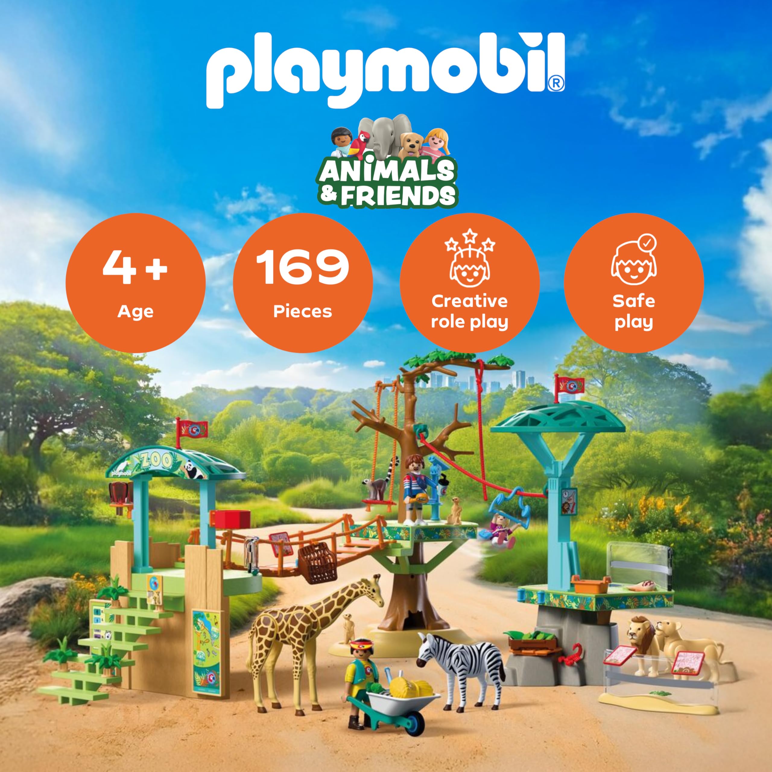 Playmobil | Animals & Friends | Zoo Wilderness Climbing Park | 3 Platforms with Cable car and Suspension Bridge | Children's Toy for Ages 4 and up | 72070