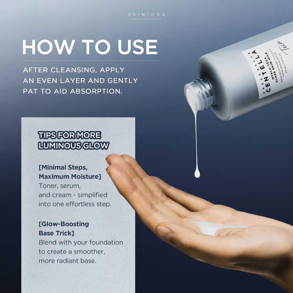 SKIN1004 Hyalu TECA Glass Skin Milk, Hydrating Face Moisturizer for a Dewy Glow, Milky Toner with Hyaluronic Acid for Deep Moisture, Peptides for Elasticity, Korean Skin Care, 7.10 fl.oz / 210ml