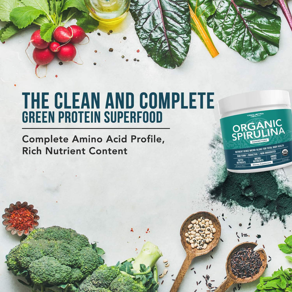 Triquetra Health Organic Spirulina Powder 8 oz. Plus Organic Barley Grass Juice Powder 5.3 oz.